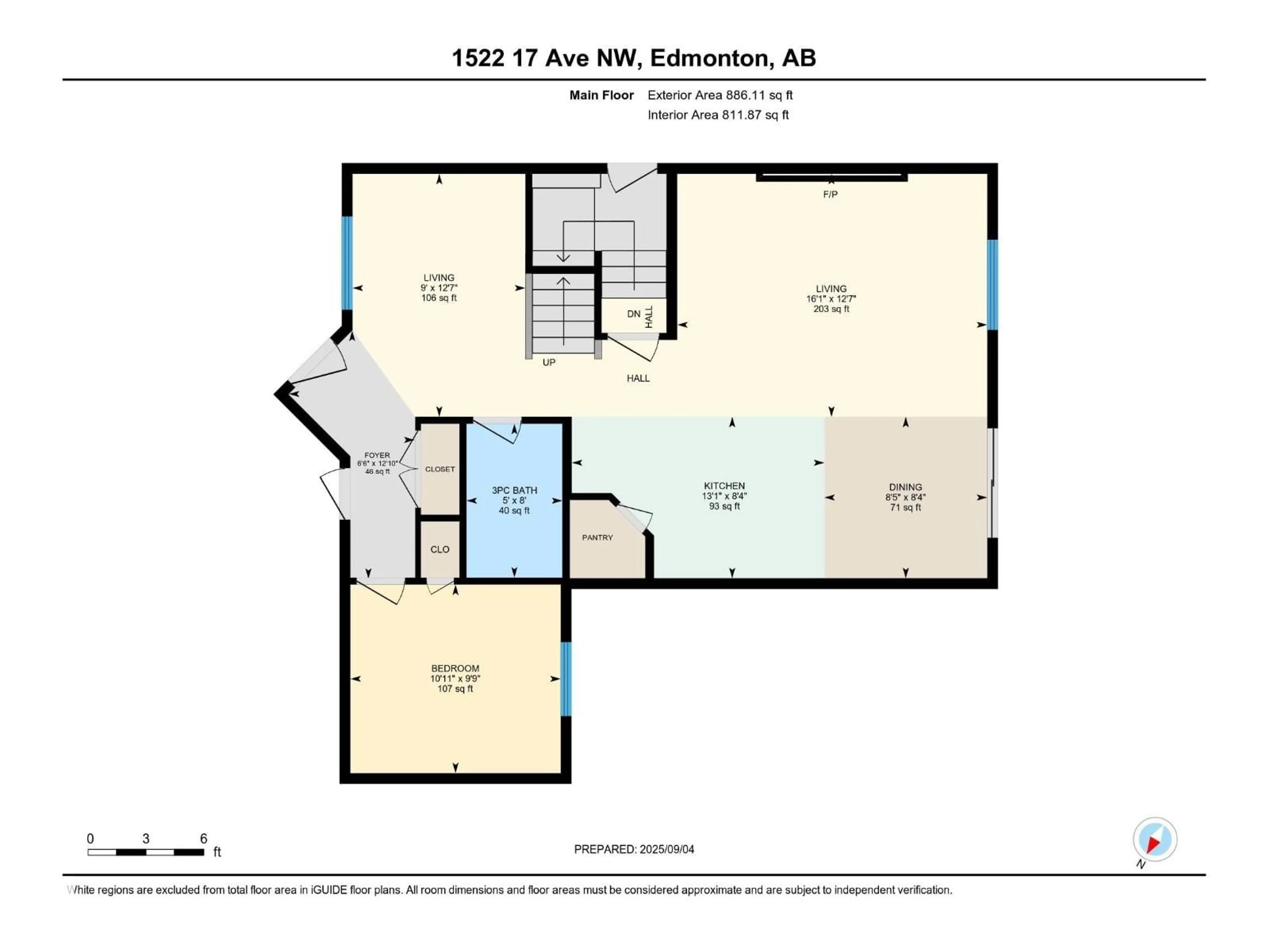 Floor plan for 1522 17 AV, Edmonton Alberta T6T2R9