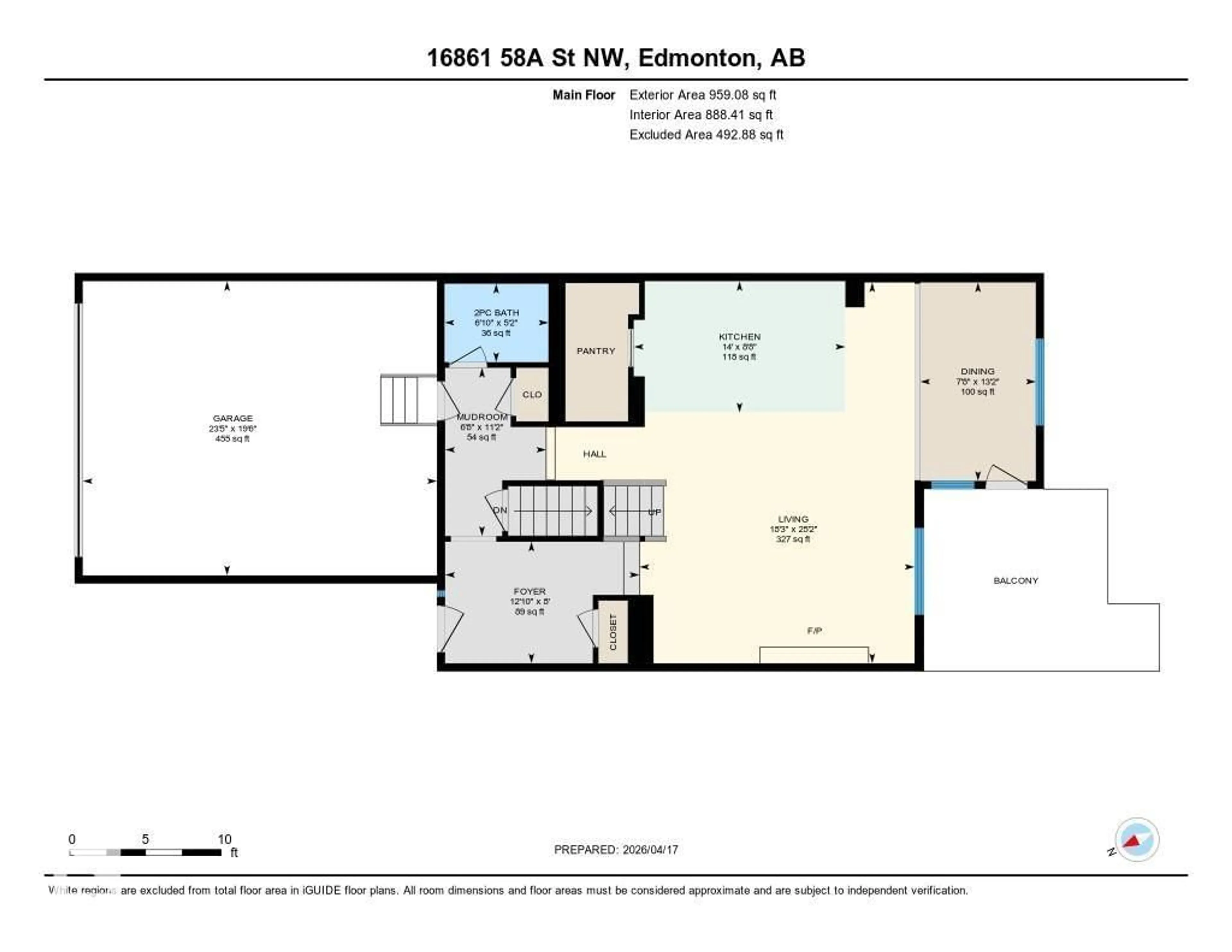 Floor plan for 16861 58A ST NW, Edmonton Alberta T5Y0N1