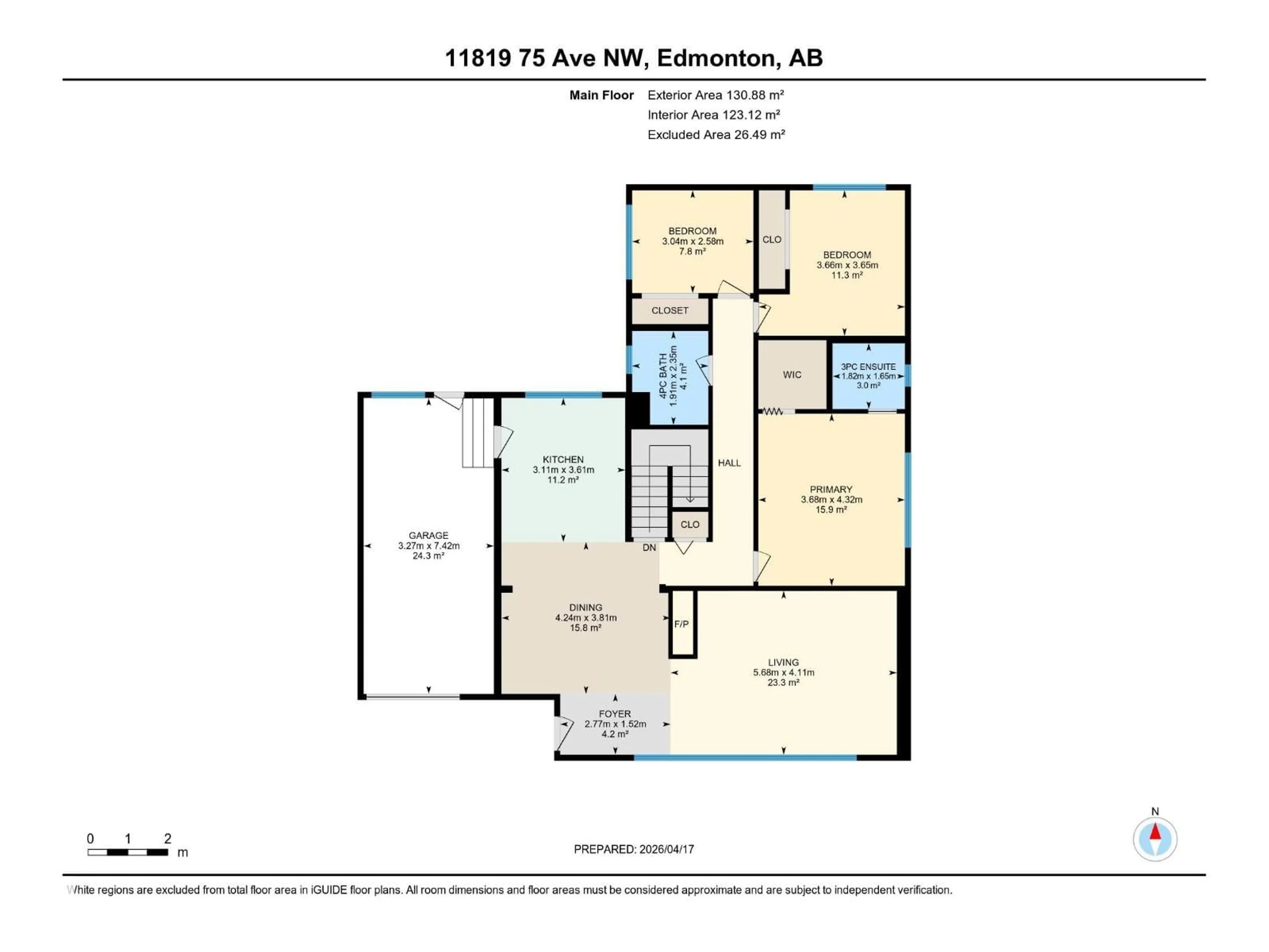 Floor plan for 11819 75 AV, Edmonton Alberta T6G0J4