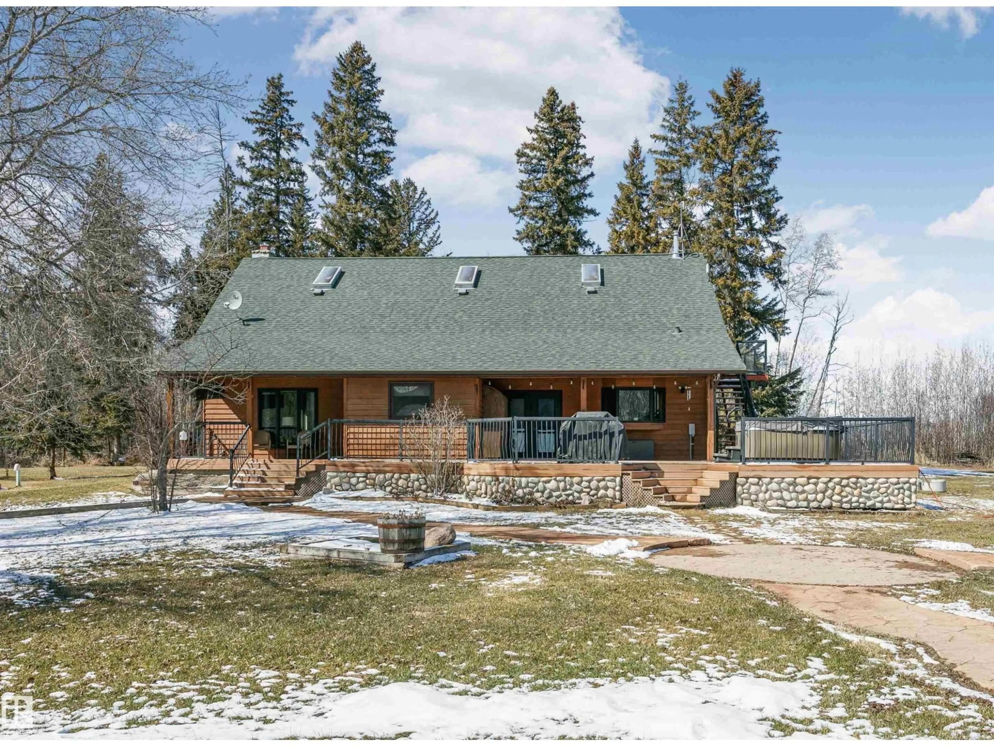 A pic from outside/outdoor area/front of a property/back of a property/a pic from drone, mountain view for 29 RGE ROAD 271 RGE ROAD, Rural Parkland County Alberta T7Y1G7