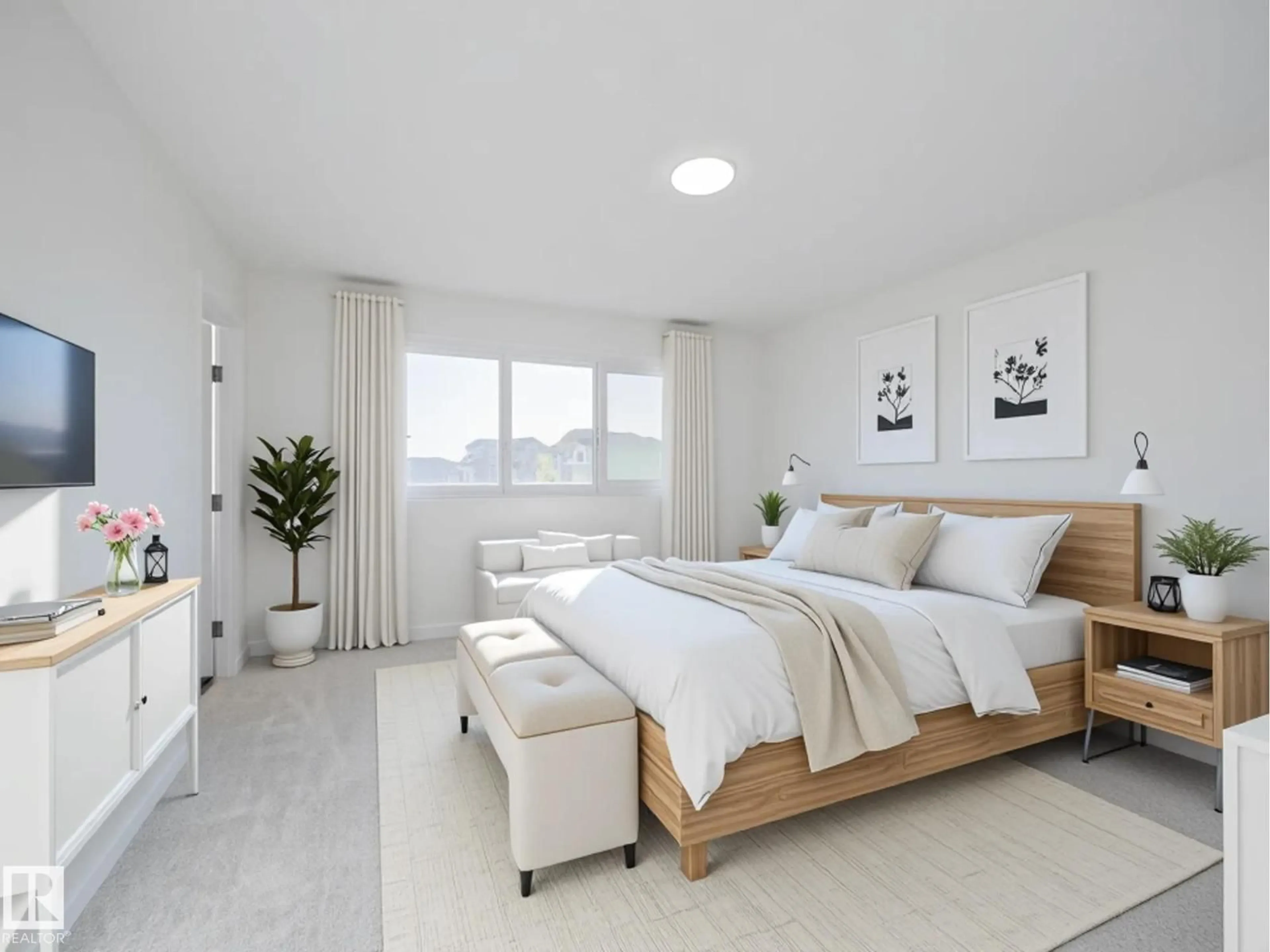 Bedroom with bed, unknown for NW - 17227 4 ST, Edmonton Alberta T5Y4K8