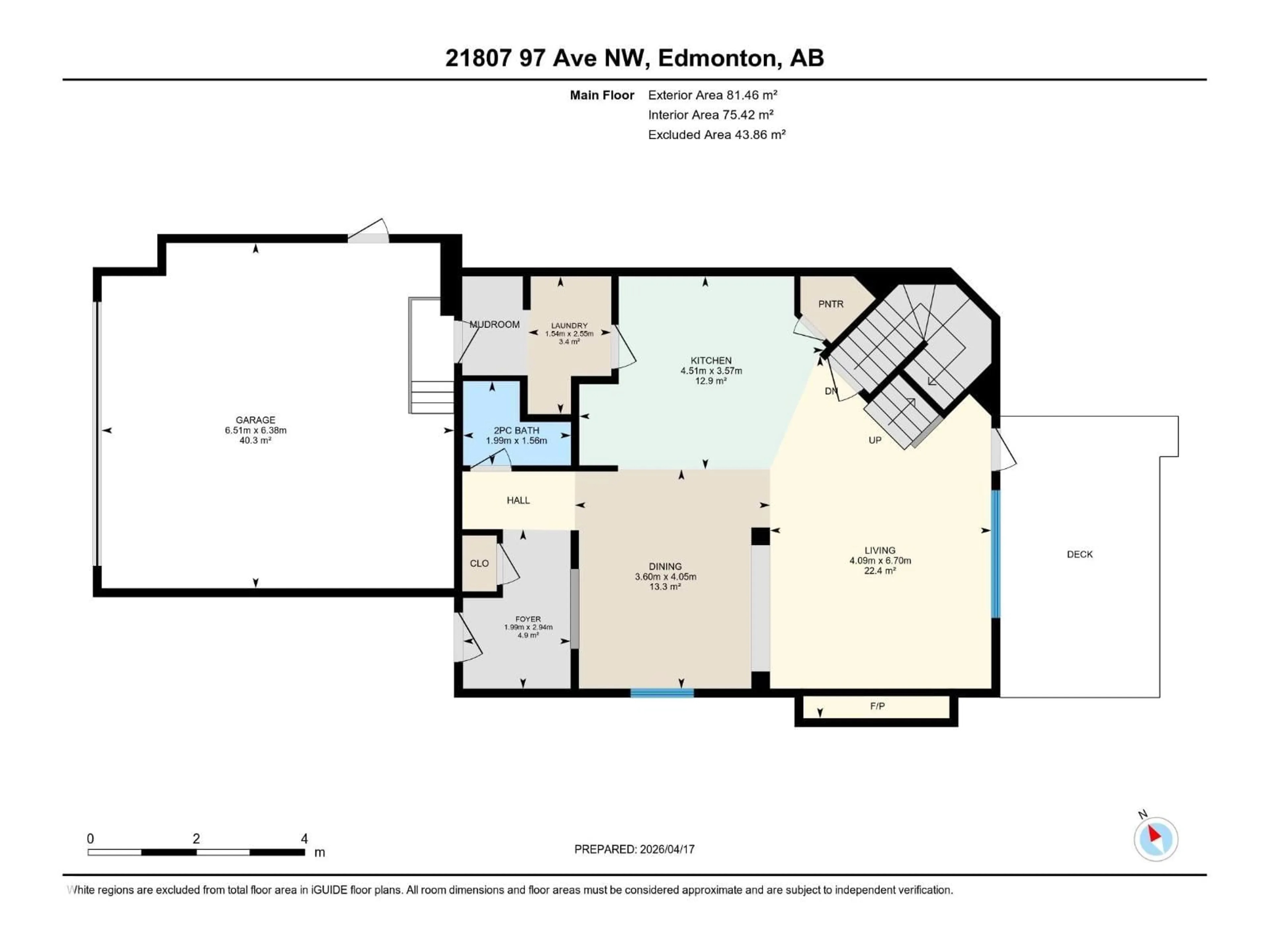 Floor plan for 21807 97 AV NW, Edmonton Alberta T5T4H6