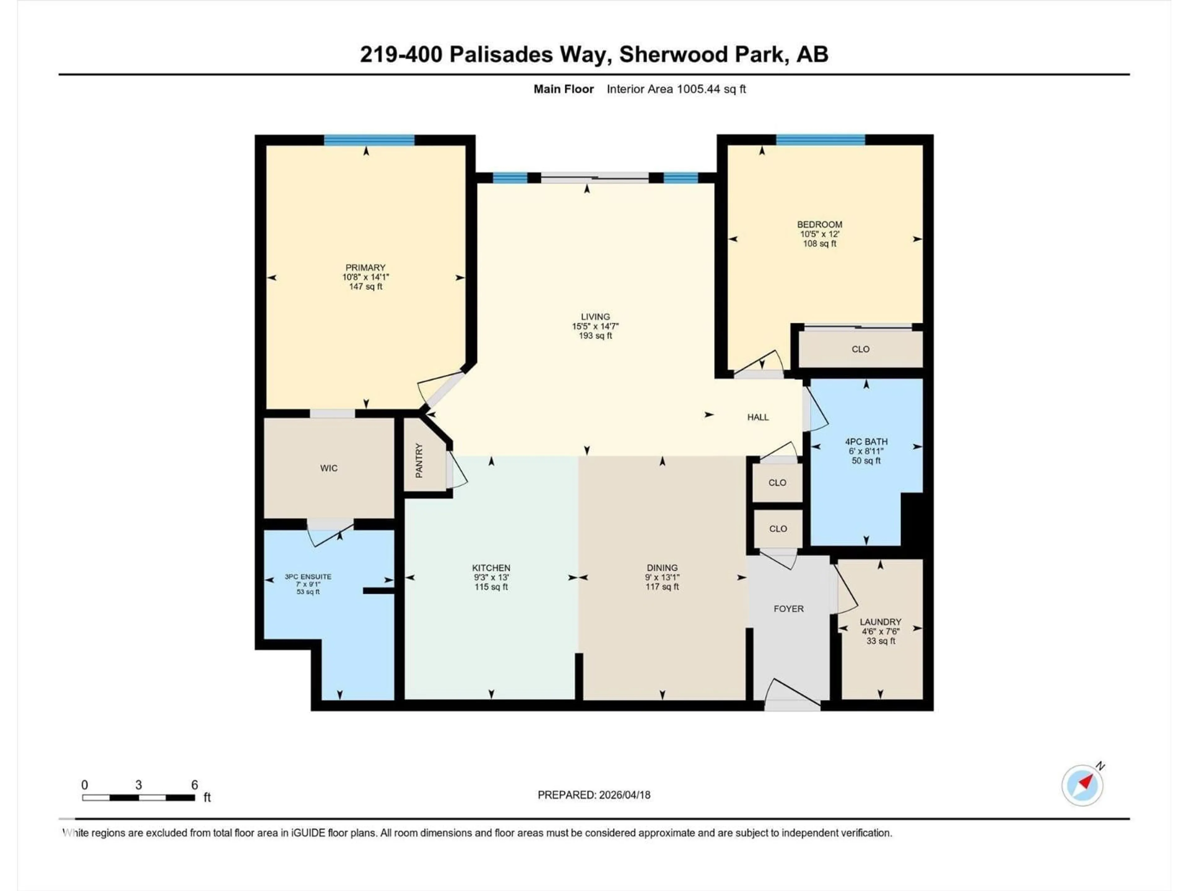 Floor plan for 219 - 400 PALISADES WY, Sherwood Park Alberta T8H0H4