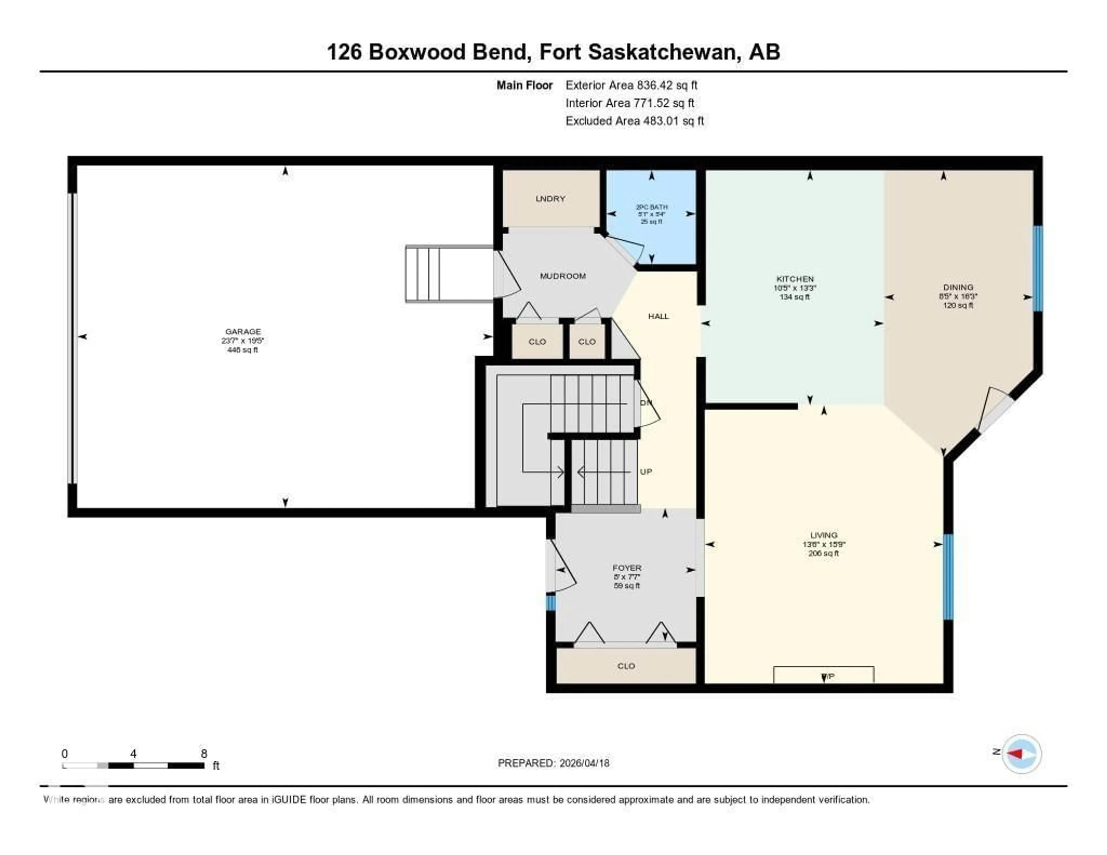 Floor plan for 126 BOXWOOD BN, Fort Saskatchewan Alberta T8L0B7