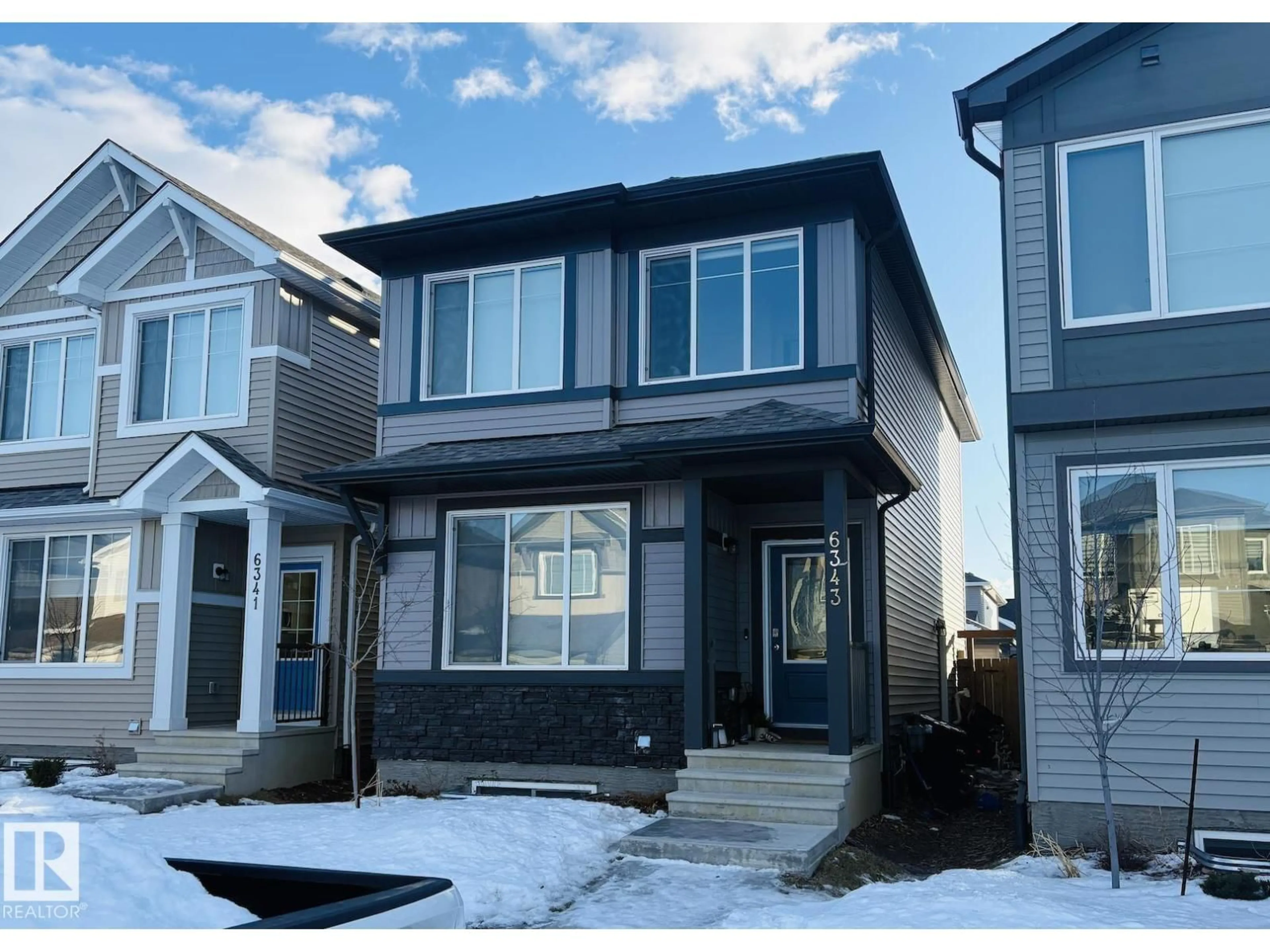 Home with vinyl exterior material, street for SW - 6343 KING WD, Edmonton Alberta T6W5P1