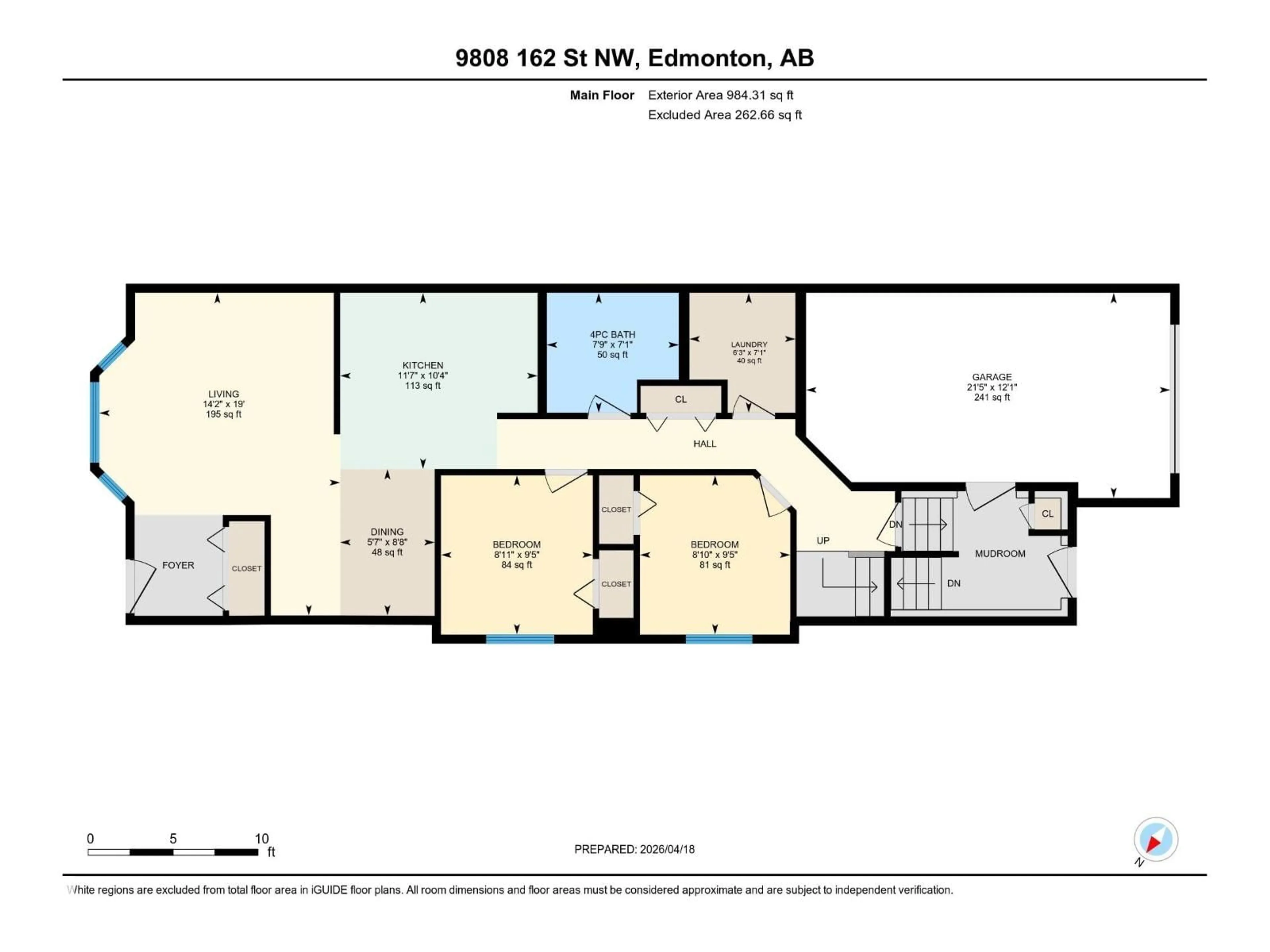 Floor plan for 9808 162 ST NW, Edmonton Alberta T5P3L2