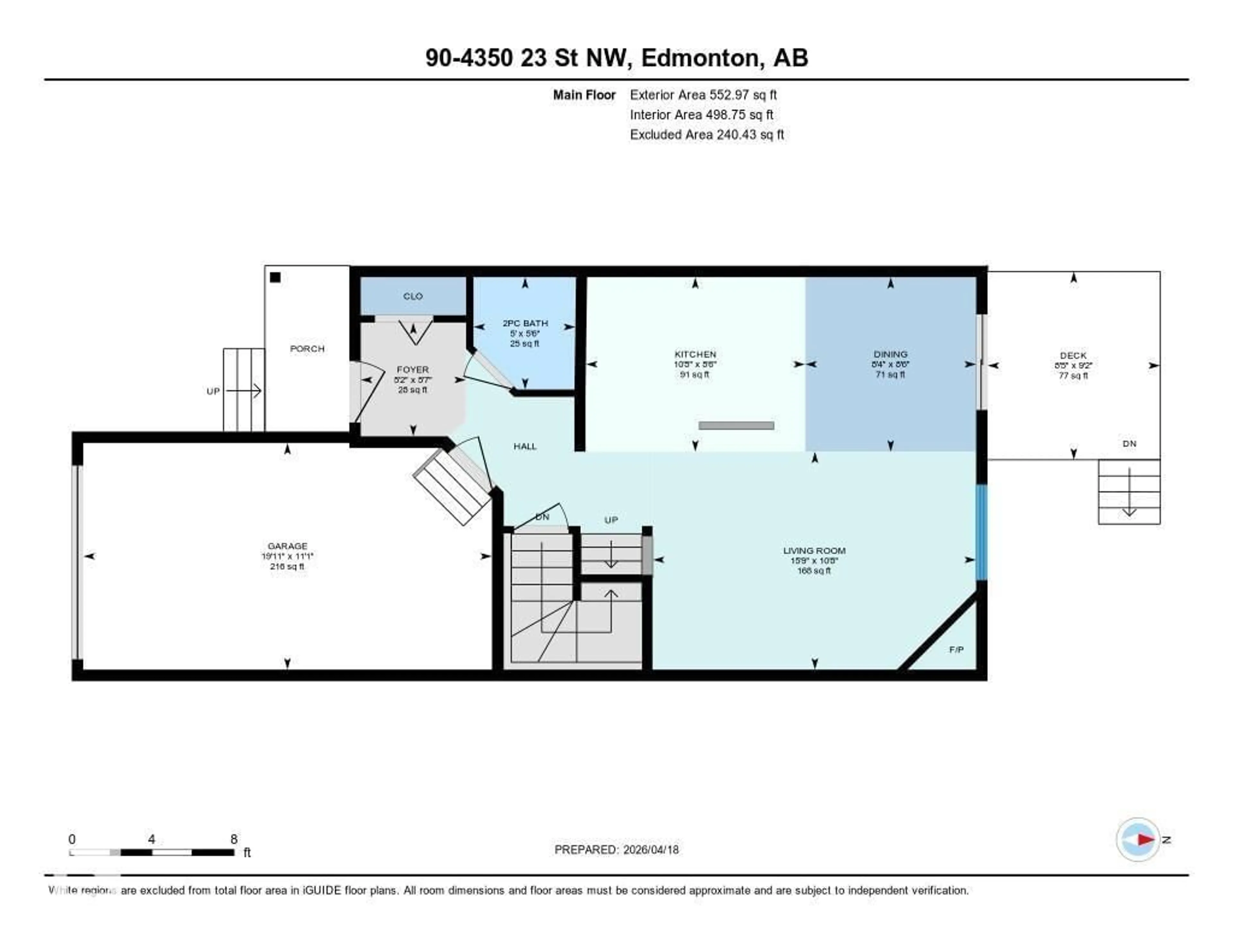 Floor plan for #90 - 4350 23 ST, Edmonton Alberta T6T1X8