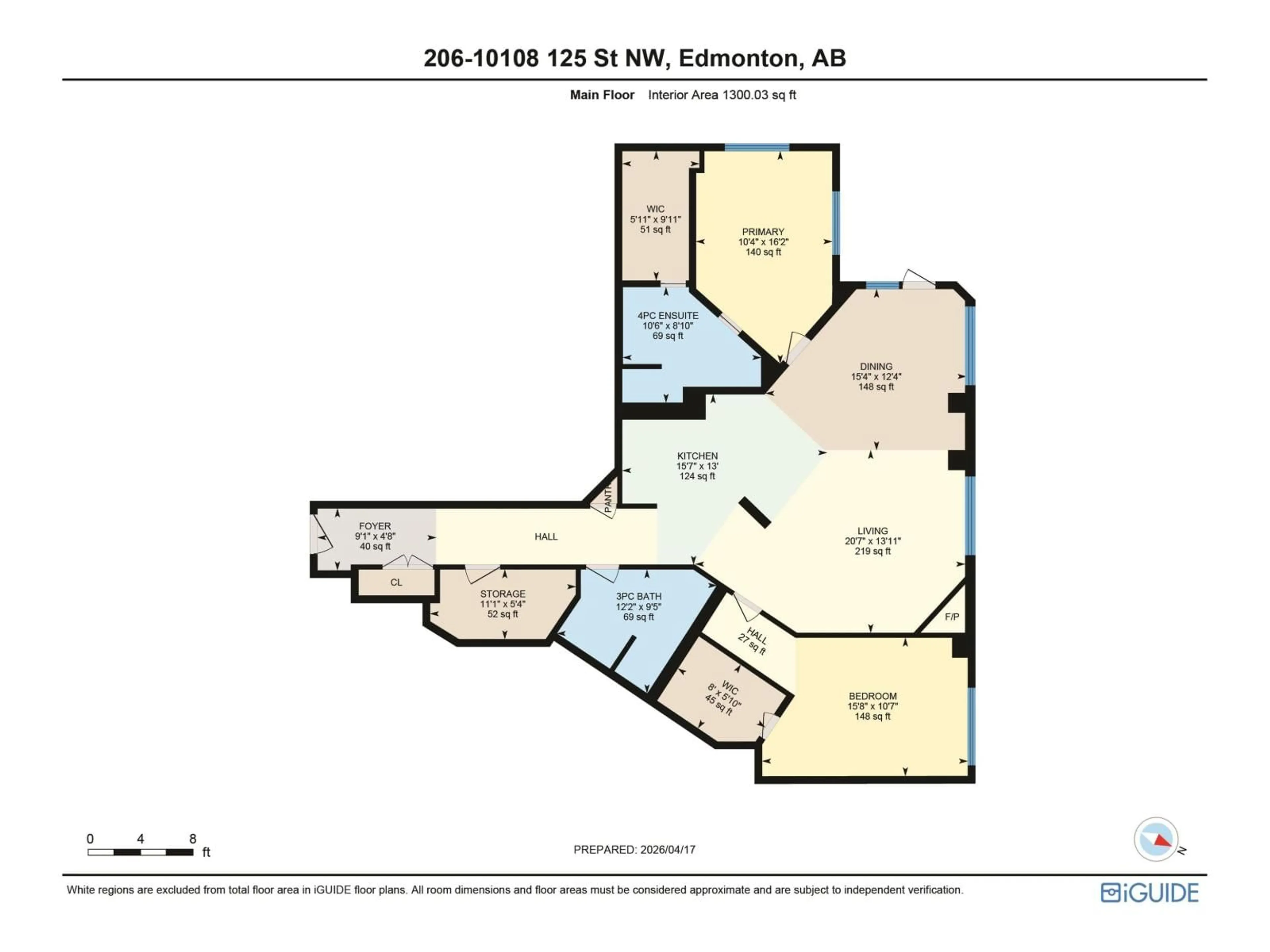 Floor plan for #206 - 10108 125 ST, Edmonton Alberta T5N4B6