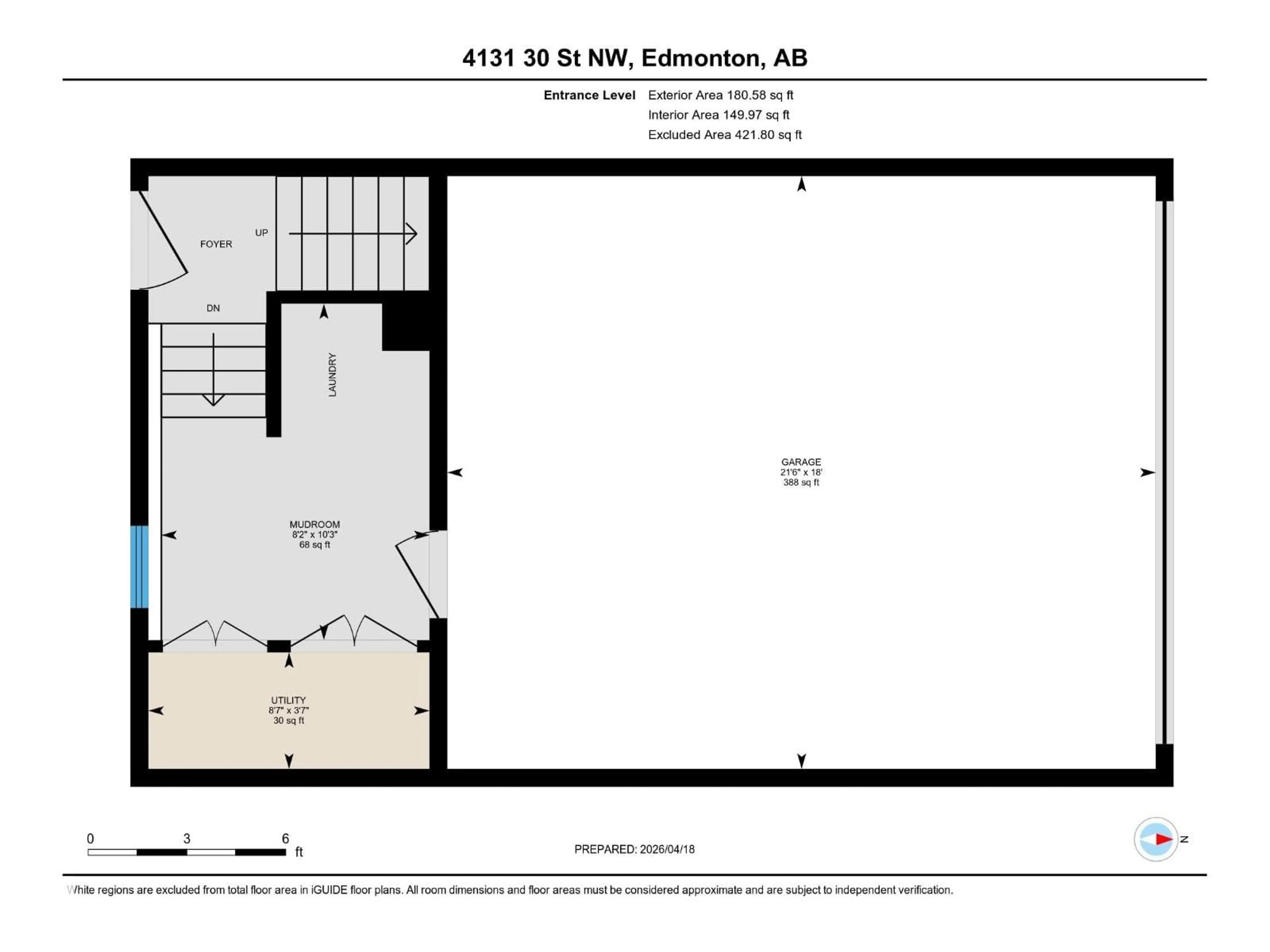 Floor plan for 4131 30 ST, Edmonton Alberta T6T2G9