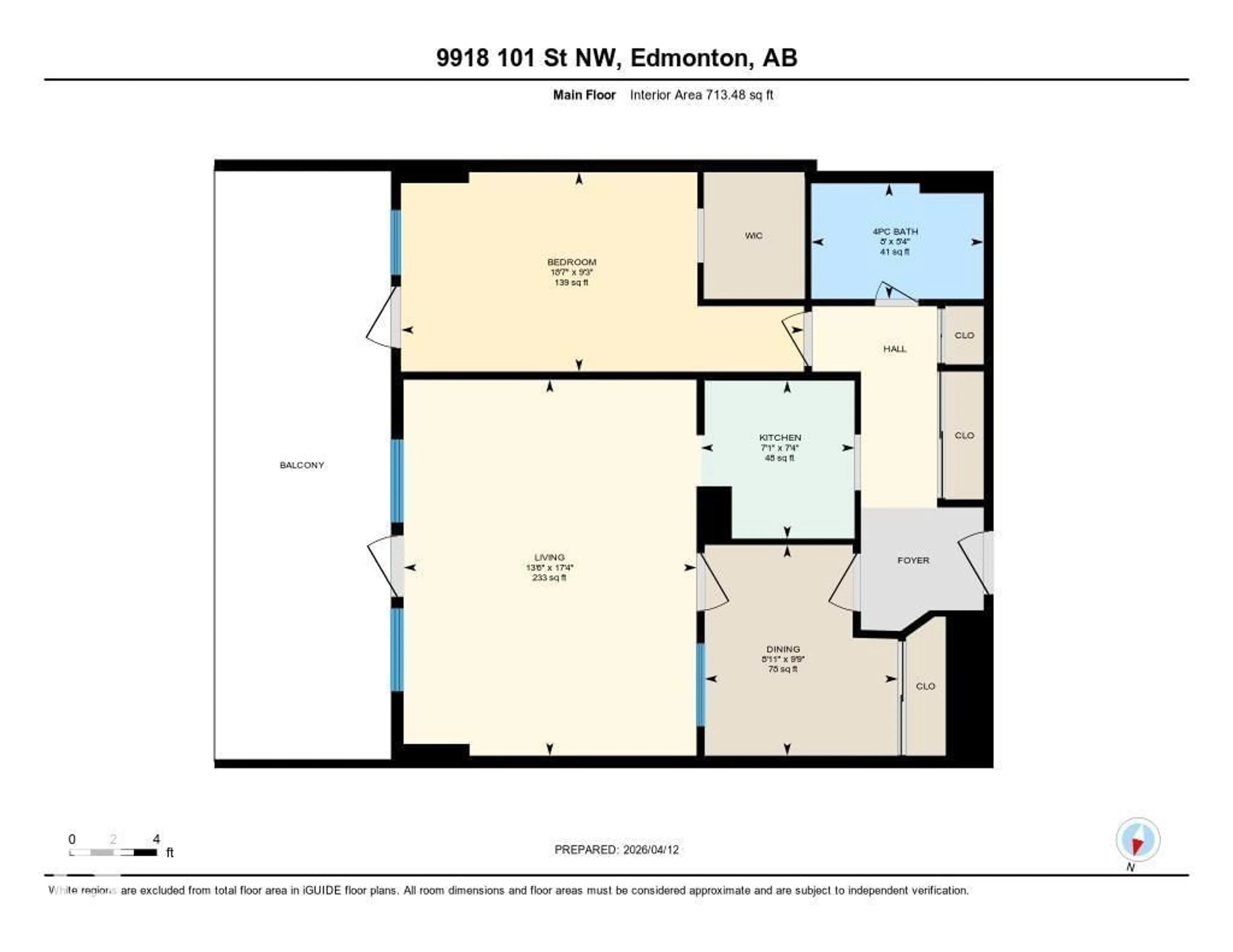Floor plan for #604 - 9918 101 ST, Edmonton Alberta T5K2L1