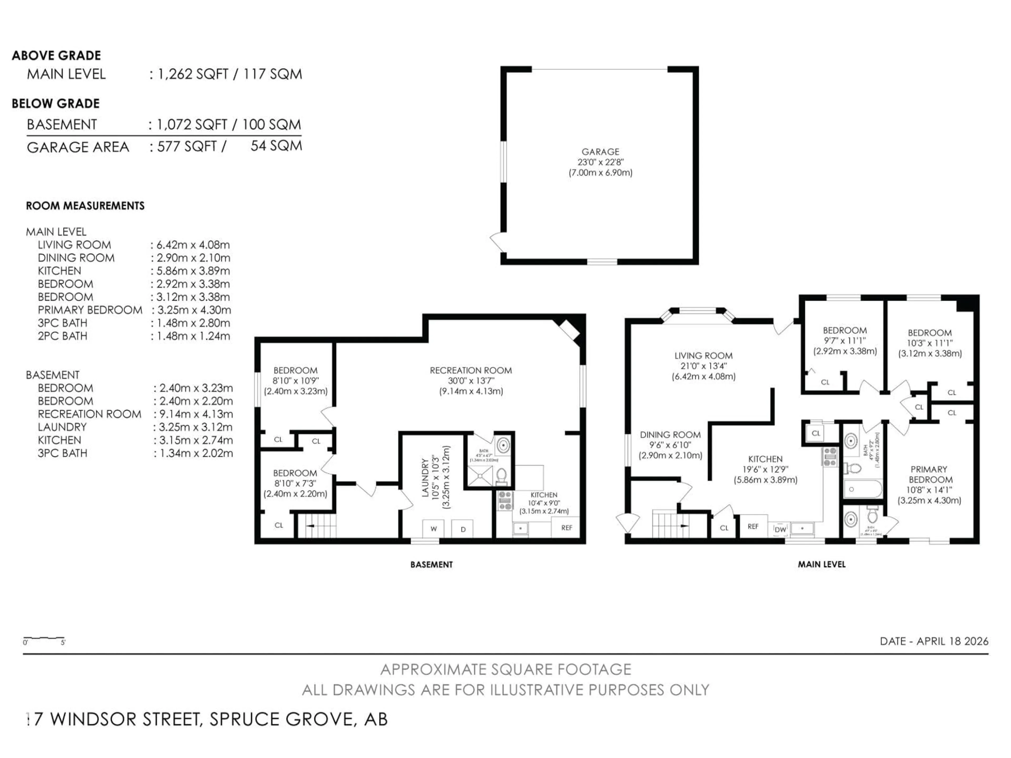 Floor plan for 17 WINDSOR ST, Spruce Grove Alberta T7X1L6