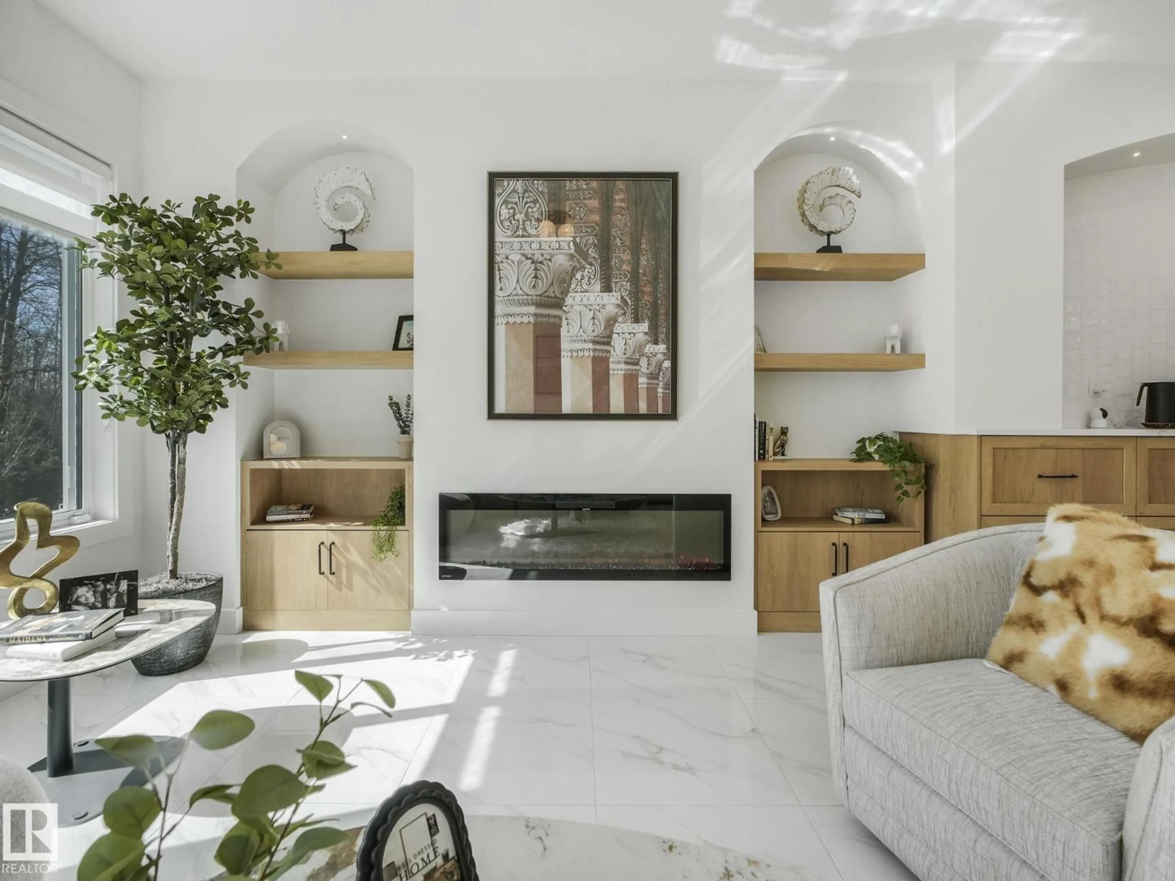 Living room with furniture, ceramic/tile floor for 257 EDGEMONT GREEN GR, Edmonton Alberta T6M3J7