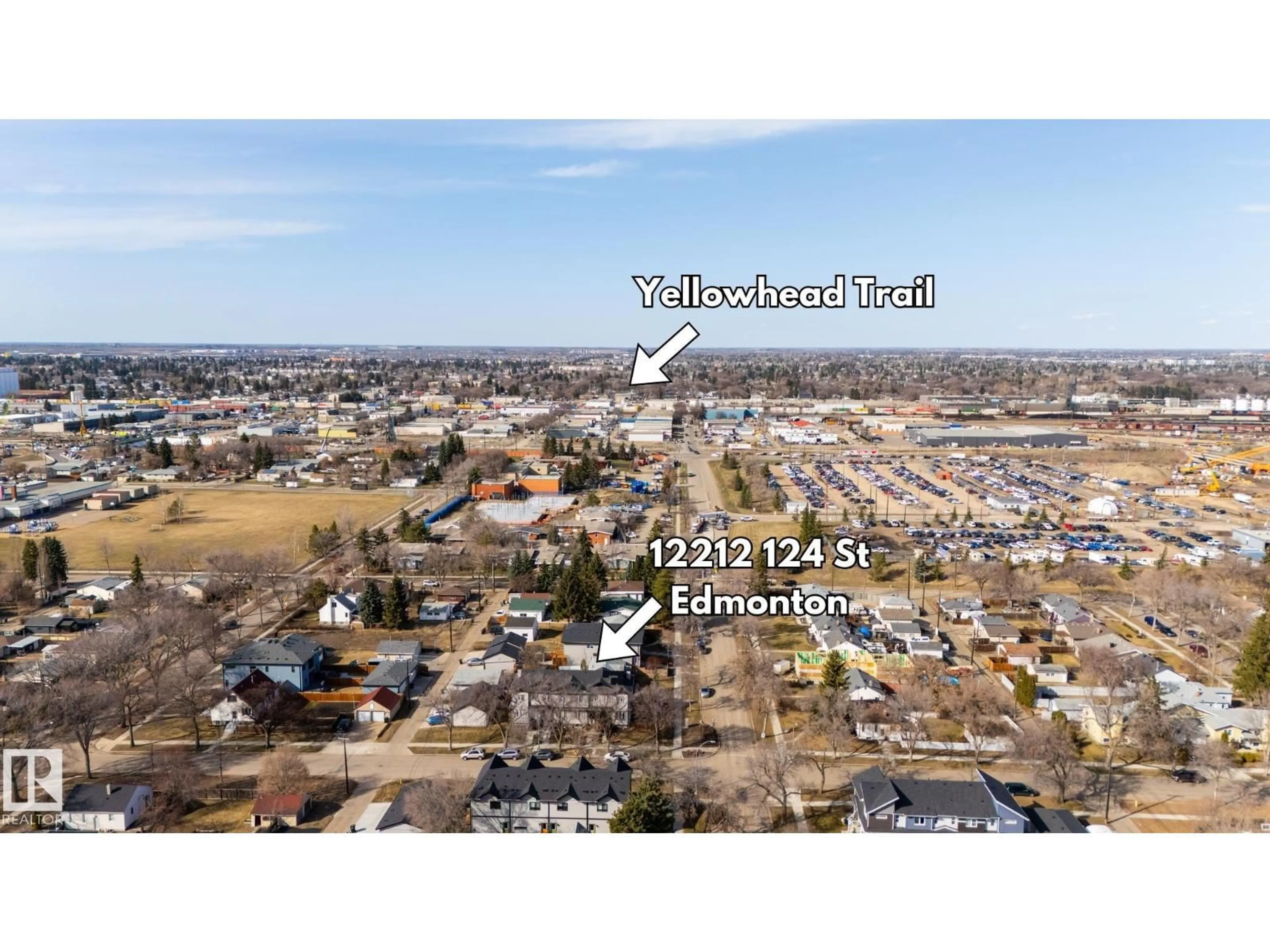 A pic from outside/outdoor area/front of a property/back of a property/a pic from drone, street for NW - 12212 124 ST, Edmonton Alberta T5R3G8