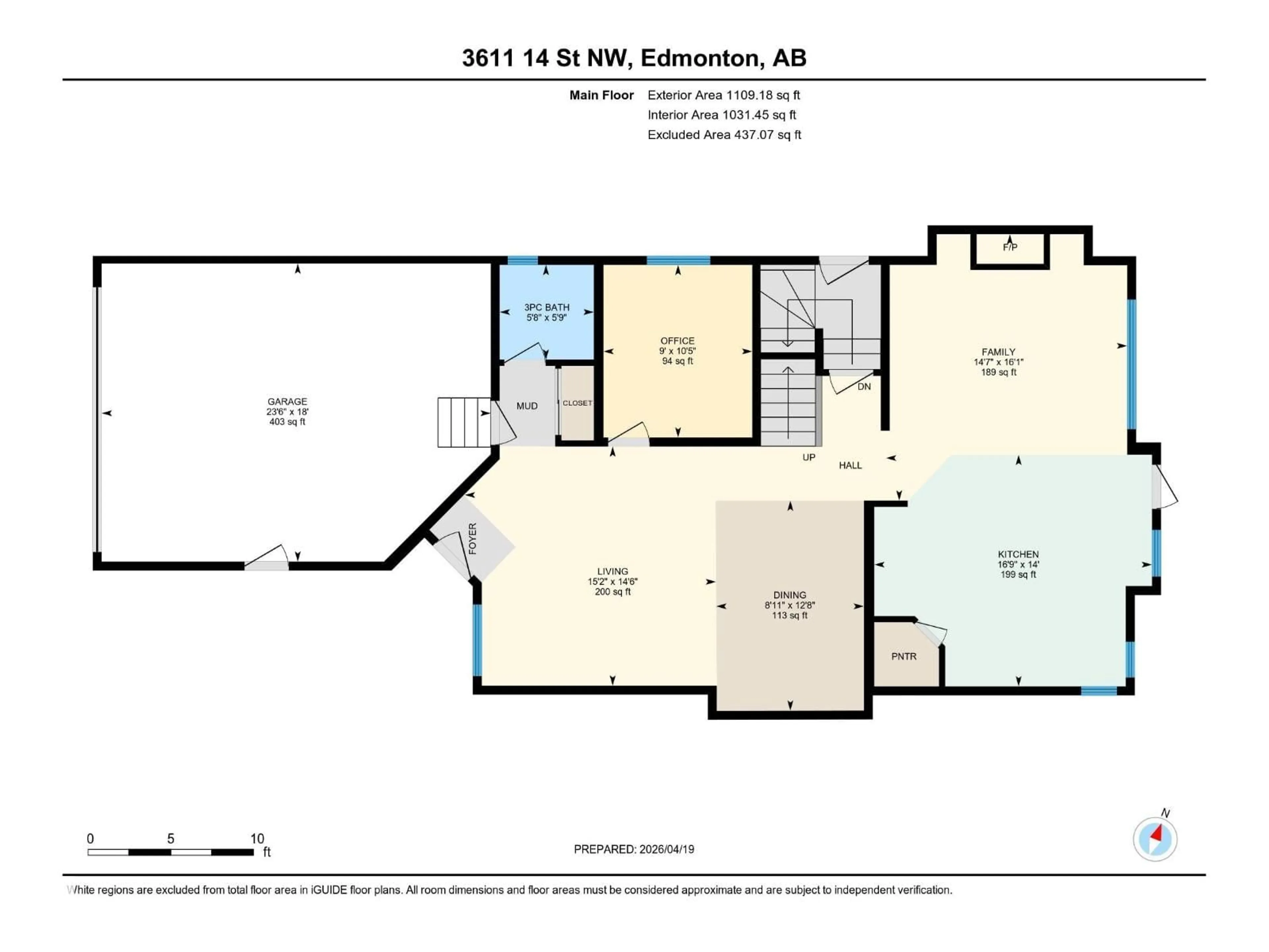Floor plan for 3611 14 ST, Edmonton Alberta T6T0J3