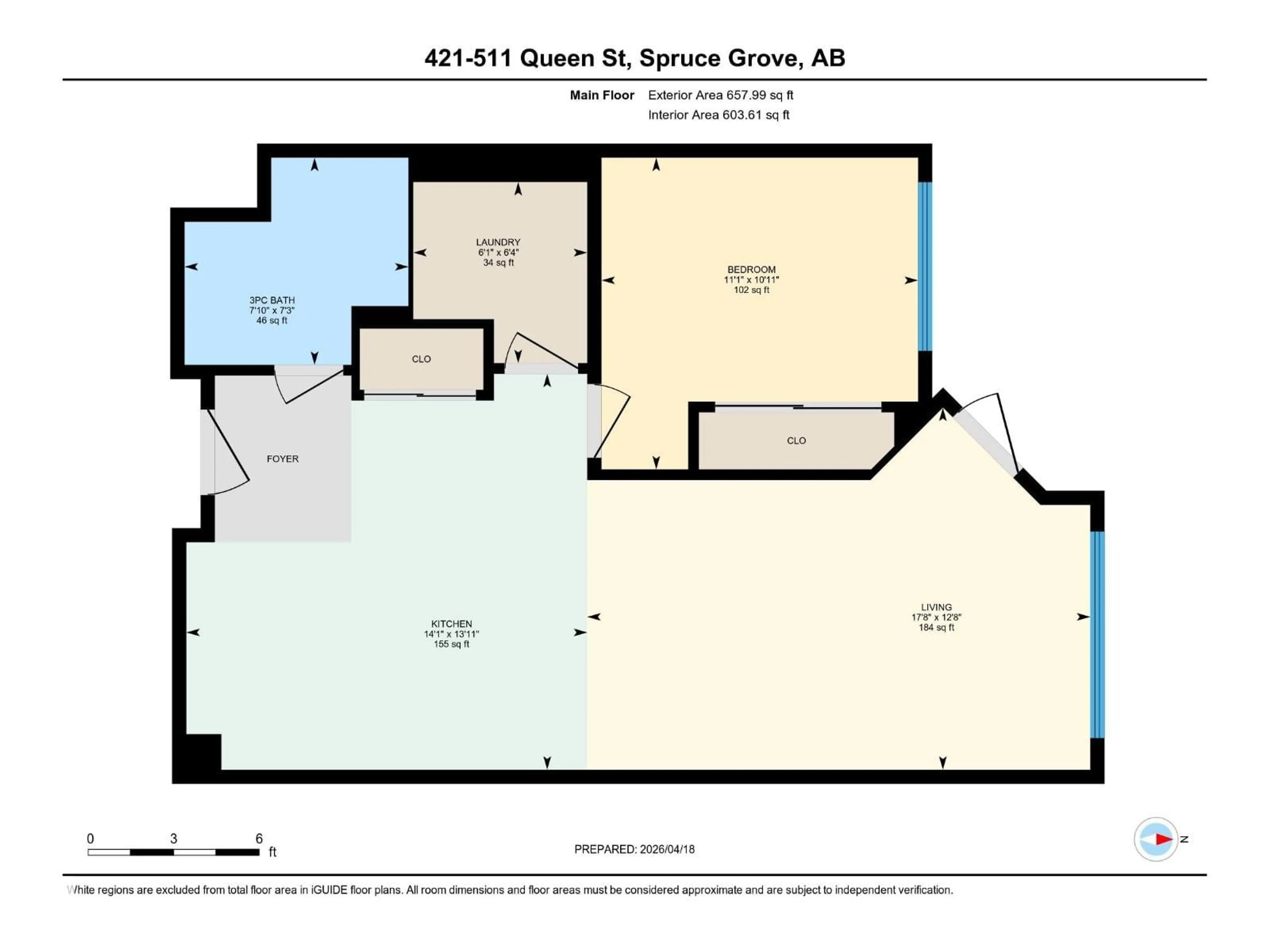 Floor plan for #421 - 511 QUEEN ST, Spruce Grove Alberta T7X0G4