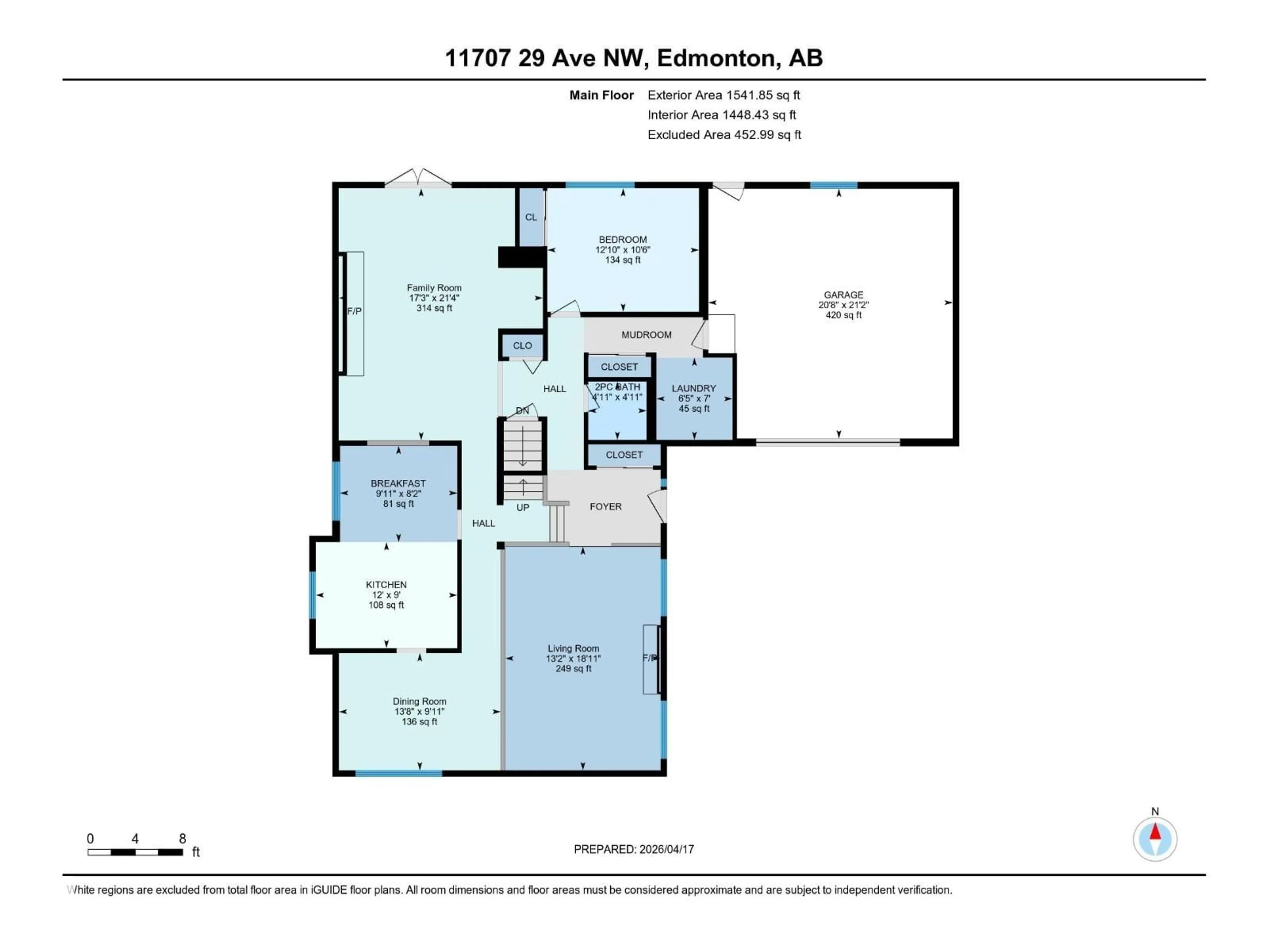 Floor plan for NW - 11707 29 AV, Edmonton Alberta T6J3P3
