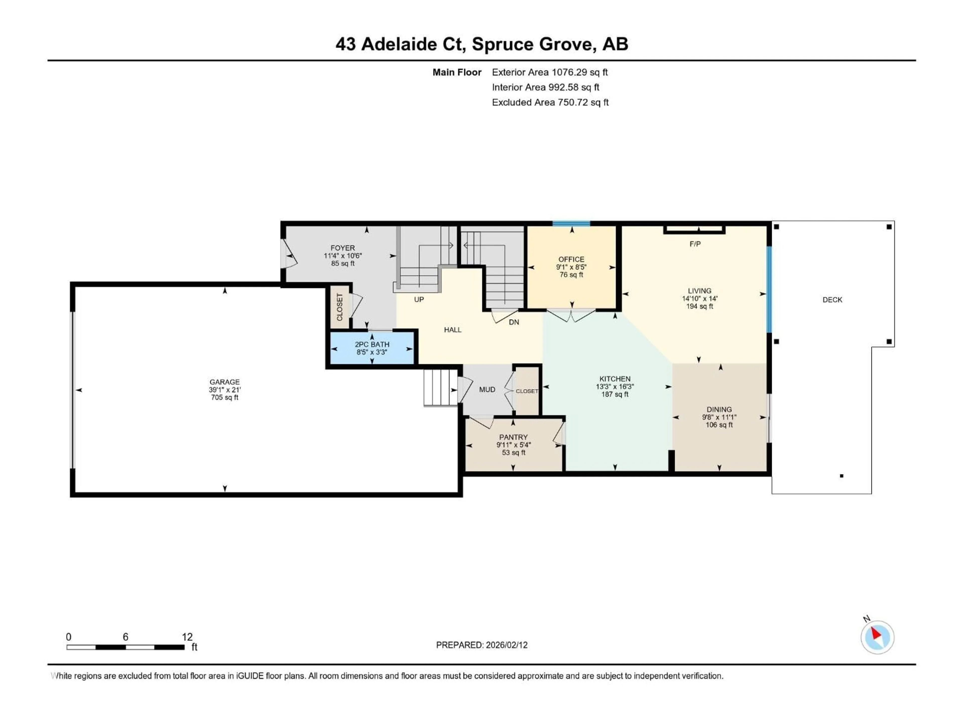 Floor plan for 43 ADELAIDE CO, Spruce Grove Alberta T7X2V4