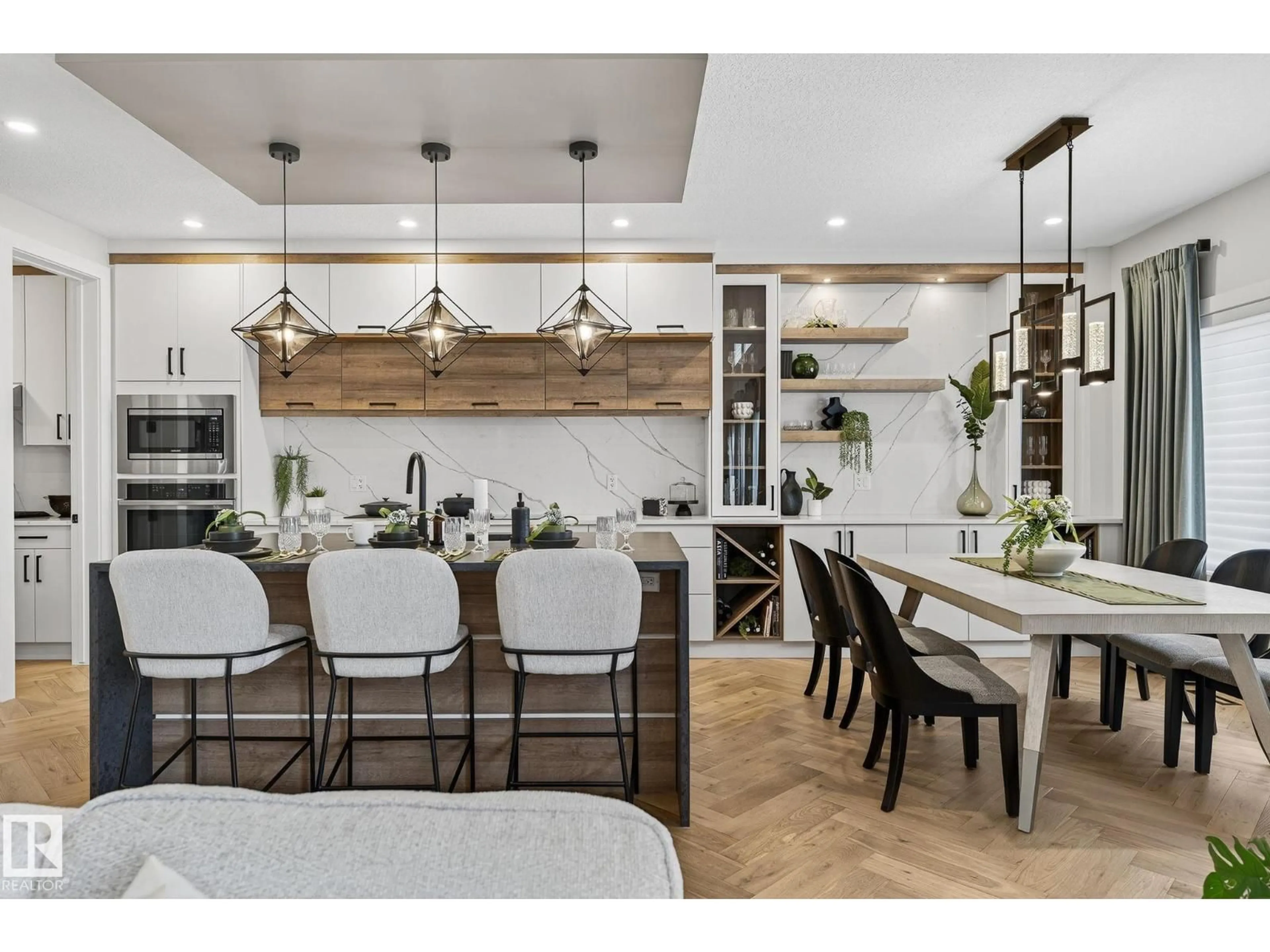 Open concept kitchen, wood/laminate floor for NW - 17124 2 ST, Edmonton Alberta T5Y4G5