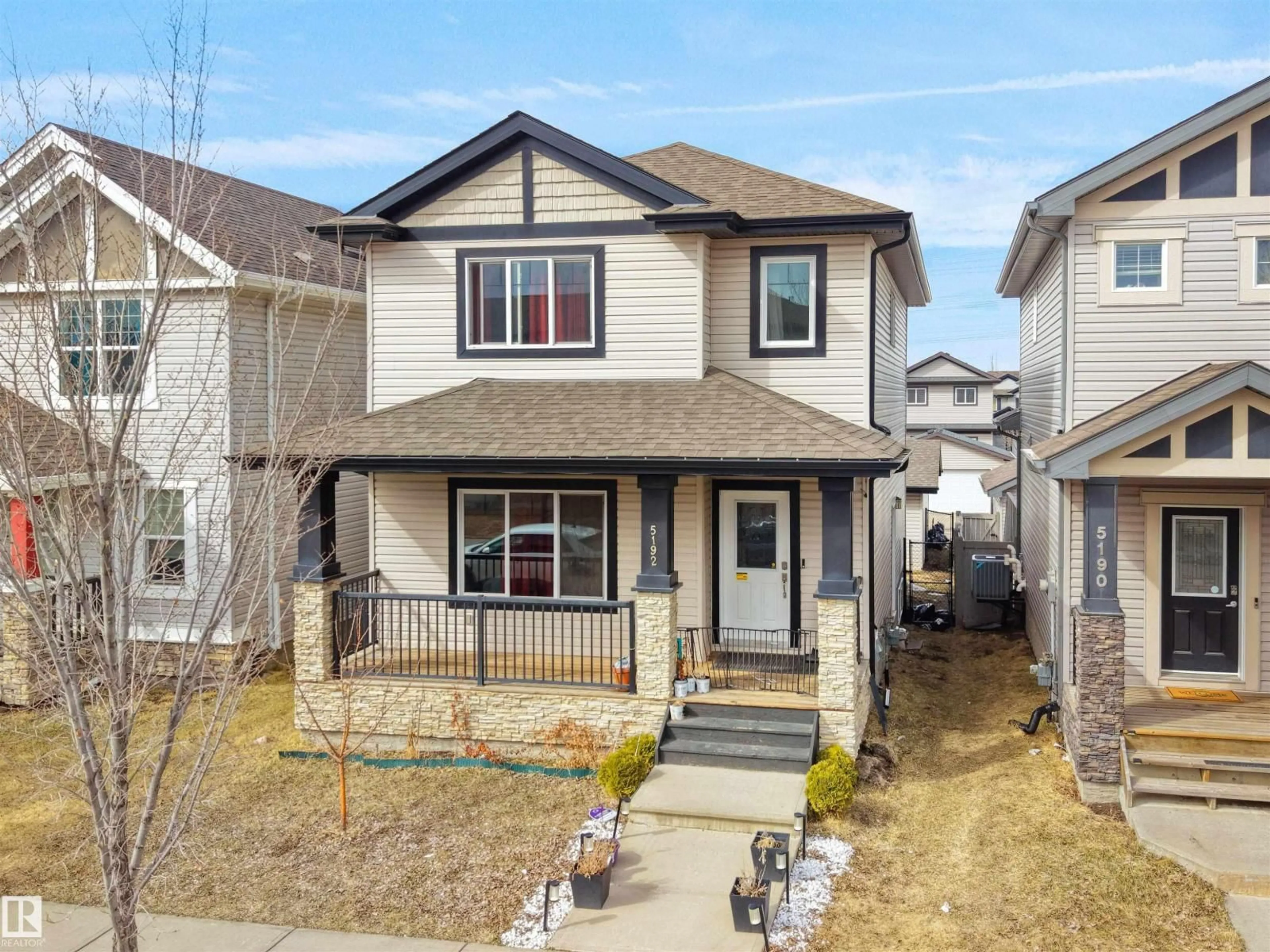 A pic from outside/outdoor area/front of a property/back of a property/a pic from drone, street for 5192 1B AVENUE SW, Edmonton Alberta T6X0Z6