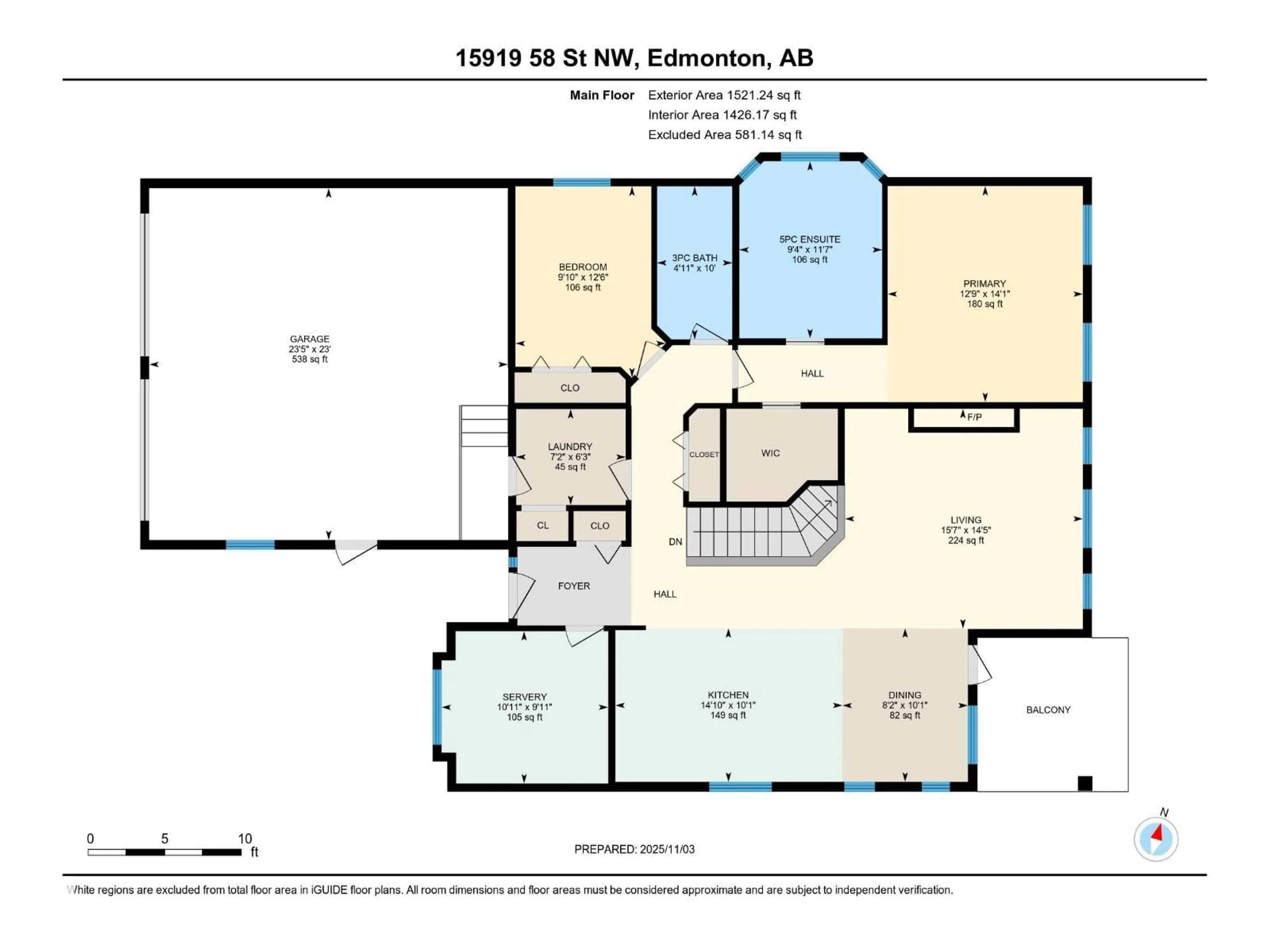 Floor plan for 15919 58 ST NW, Edmonton Alberta T5Y2R5