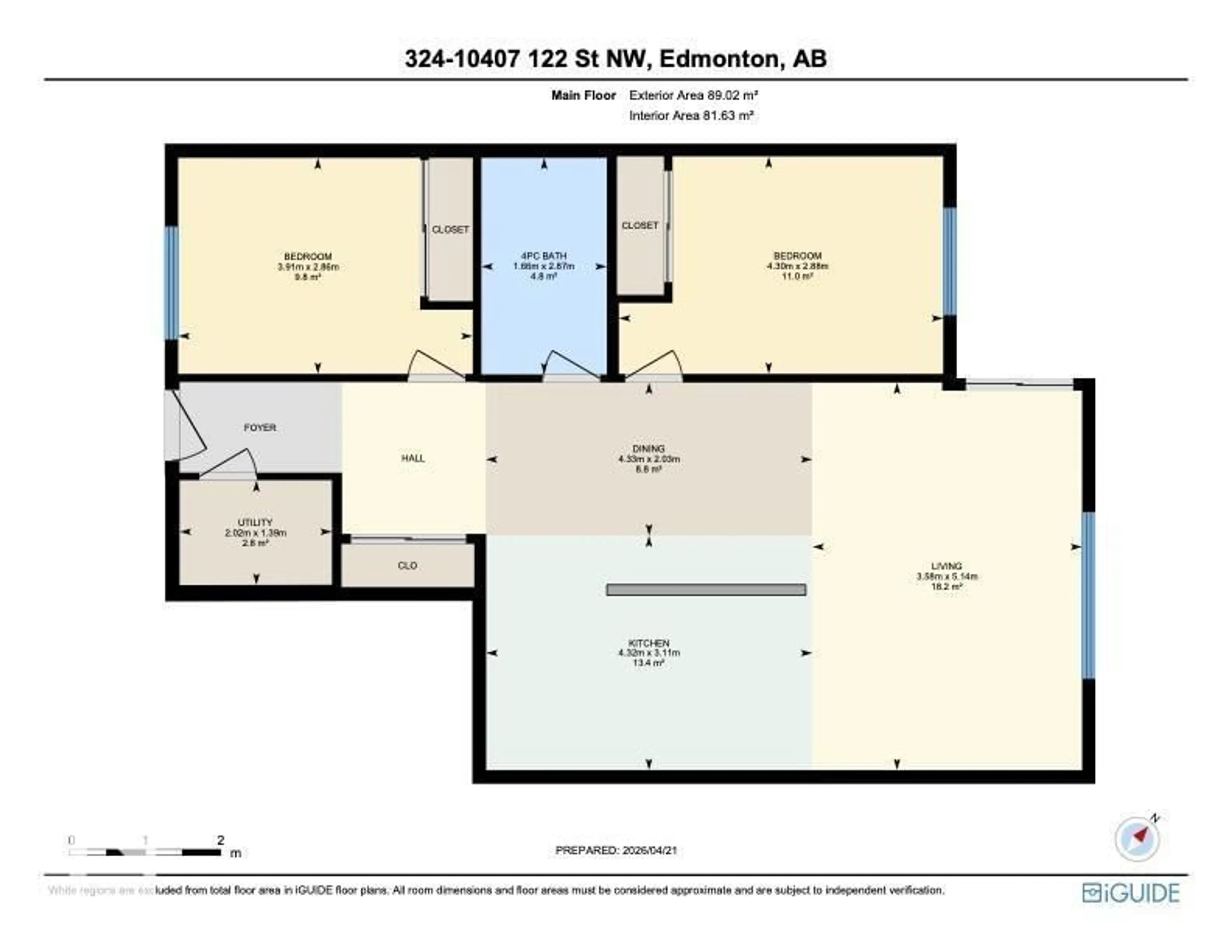 Floor plan for #324 - 10407 122 ST, Edmonton Alberta T5N4B8