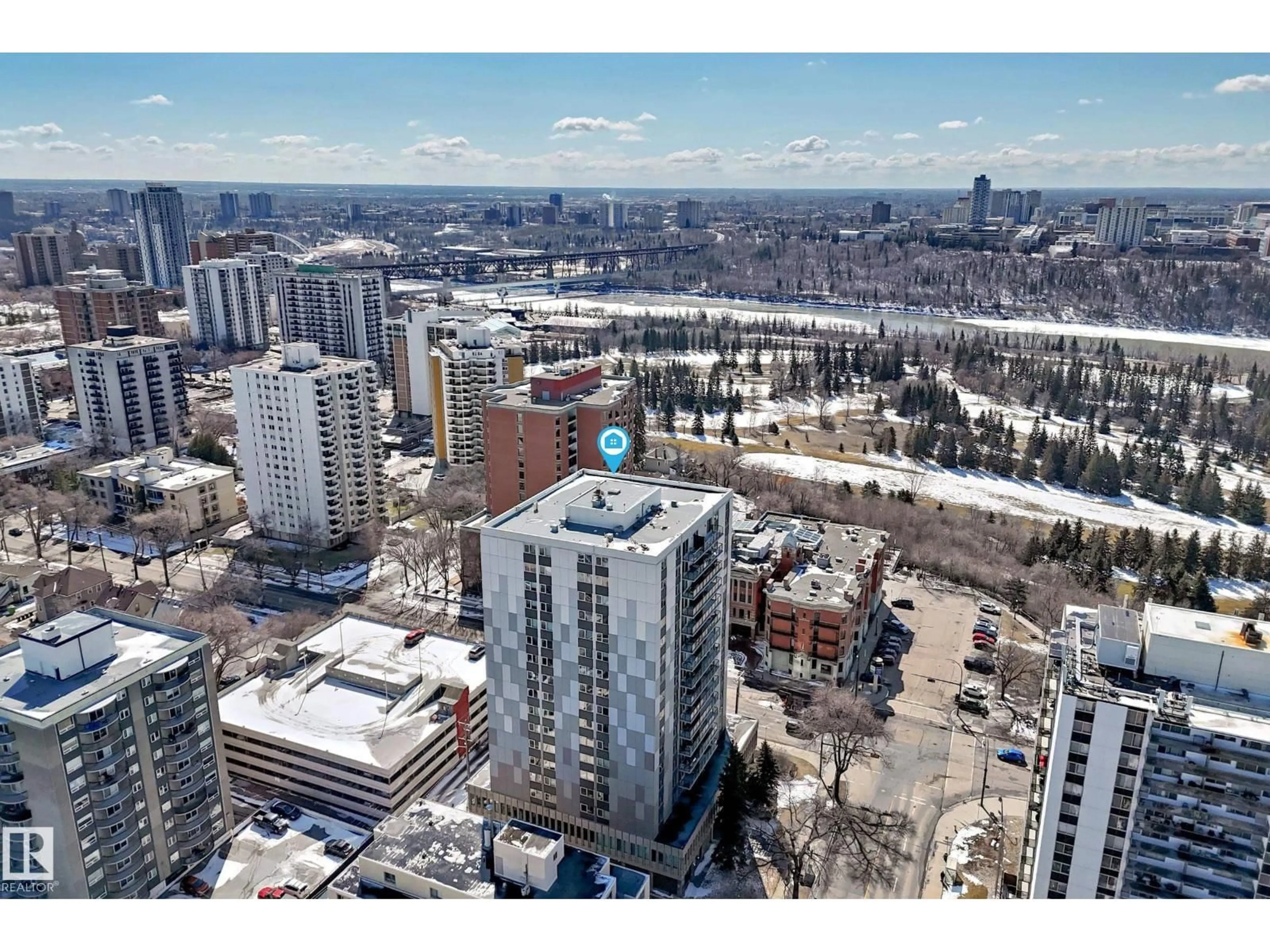 A pic from outside/outdoor area/front of a property/back of a property/a pic from drone, city buildings view from balcony for 1504 116 ST, Edmonton Alberta T5K1V4