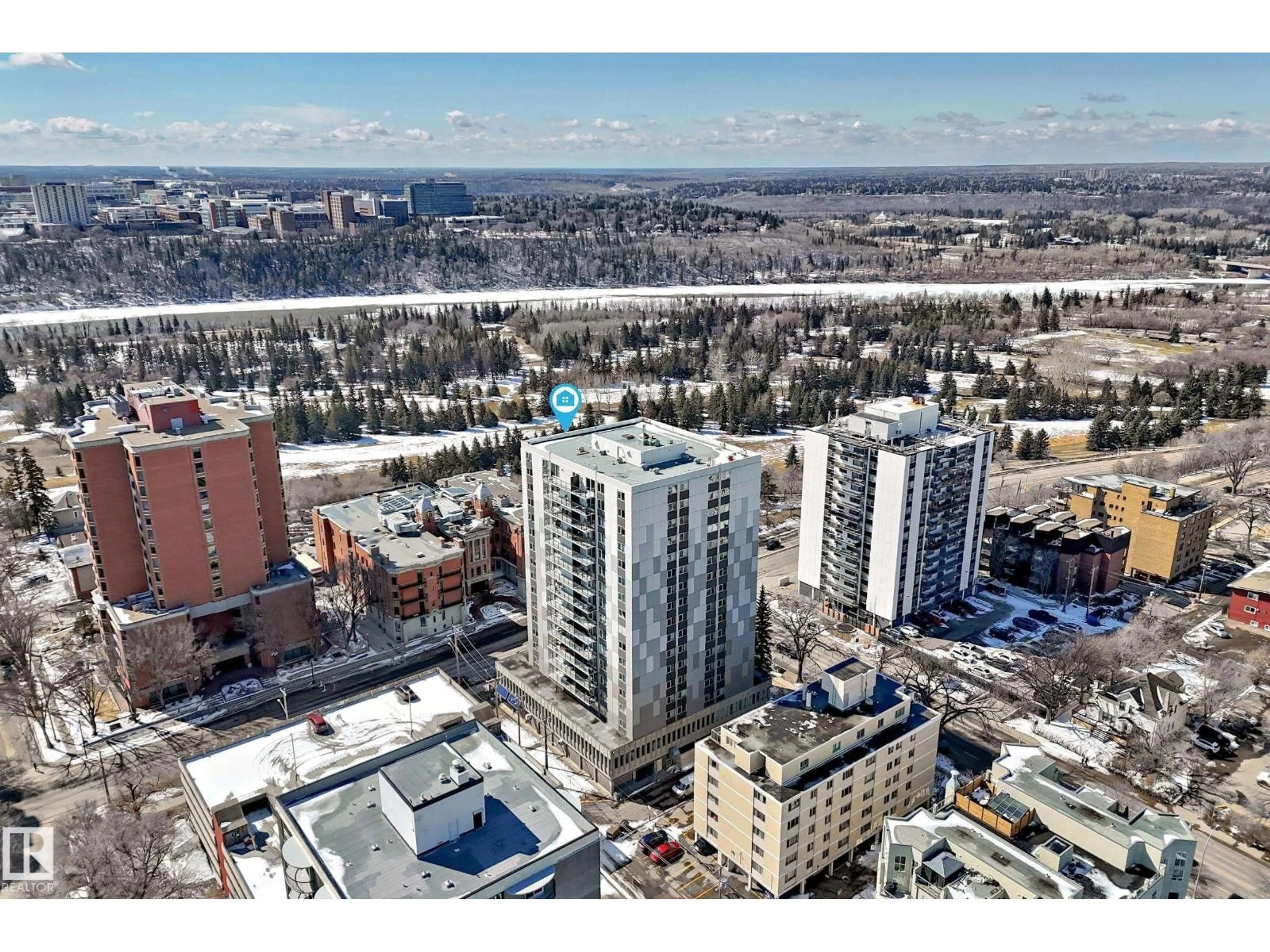 A pic from outside/outdoor area/front of a property/back of a property/a pic from drone, city buildings view from balcony for 1504 116 ST, Edmonton Alberta T5K1V4