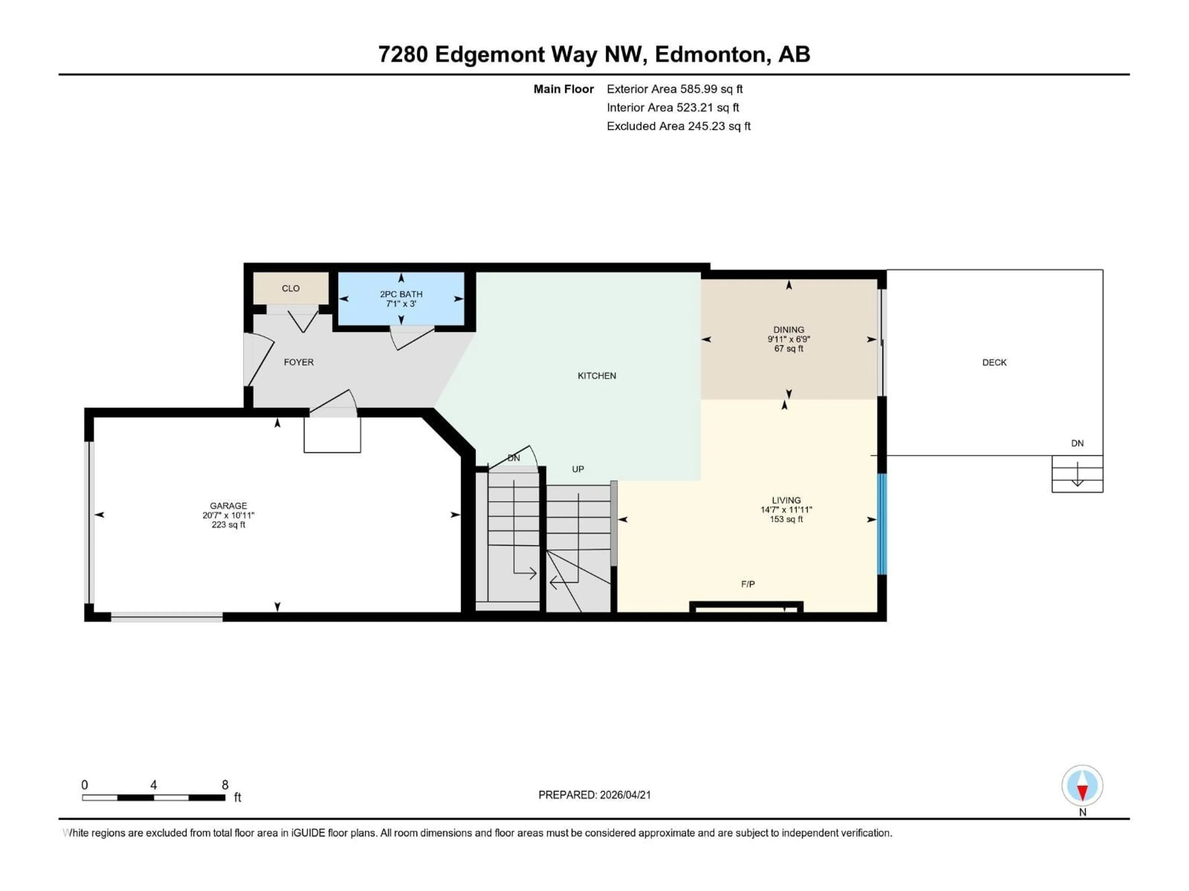 Floor plan for 7280 EDGEMONT WY, Edmonton Alberta T6M0S1