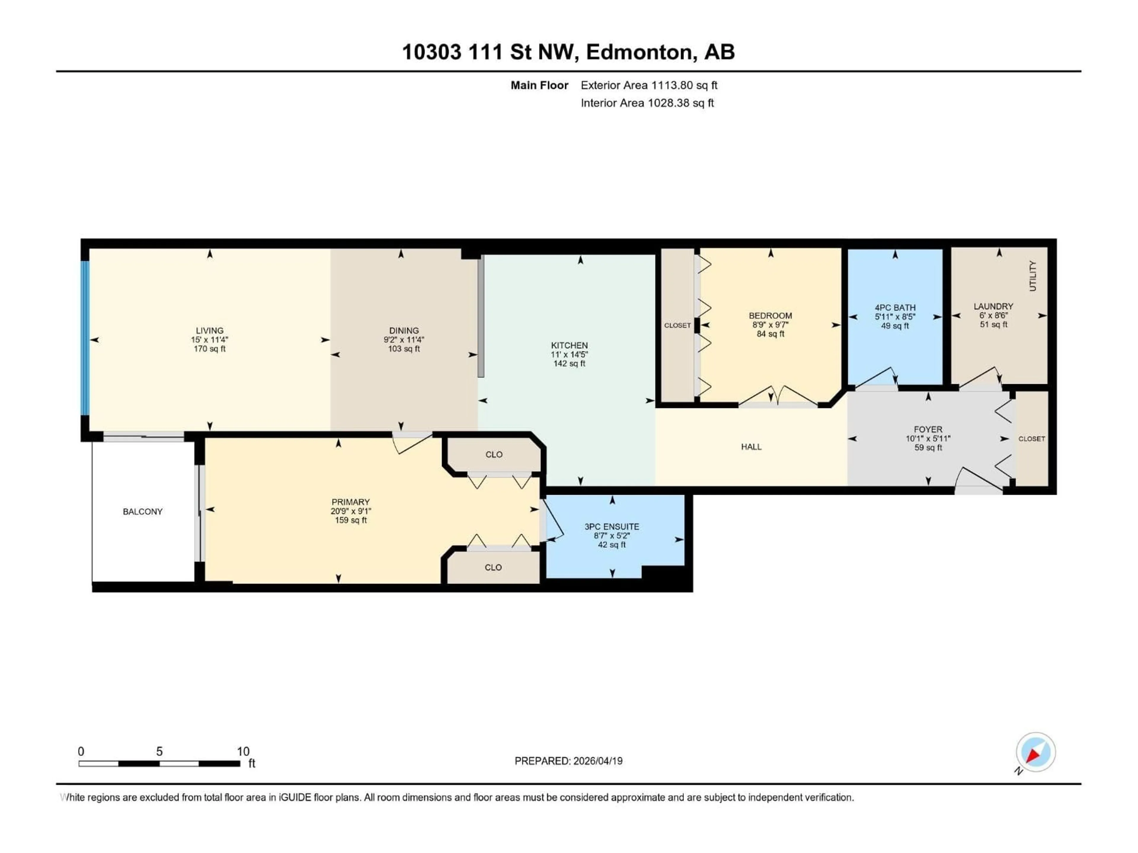Floor plan for 908 - 10303 111 ST, Edmonton Alberta T5K0C6