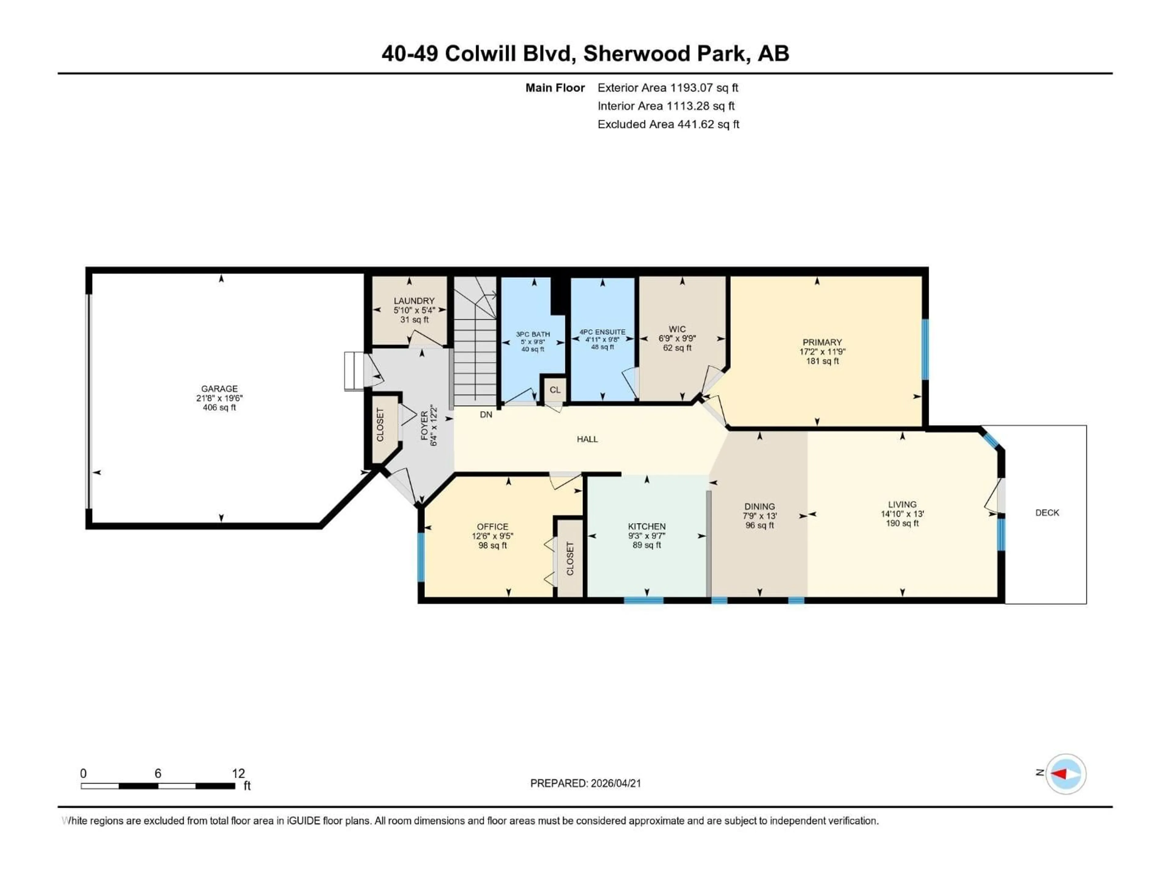Floor plan for 49 - 40 COLWILL BV, Sherwood Park Alberta T8A6C3