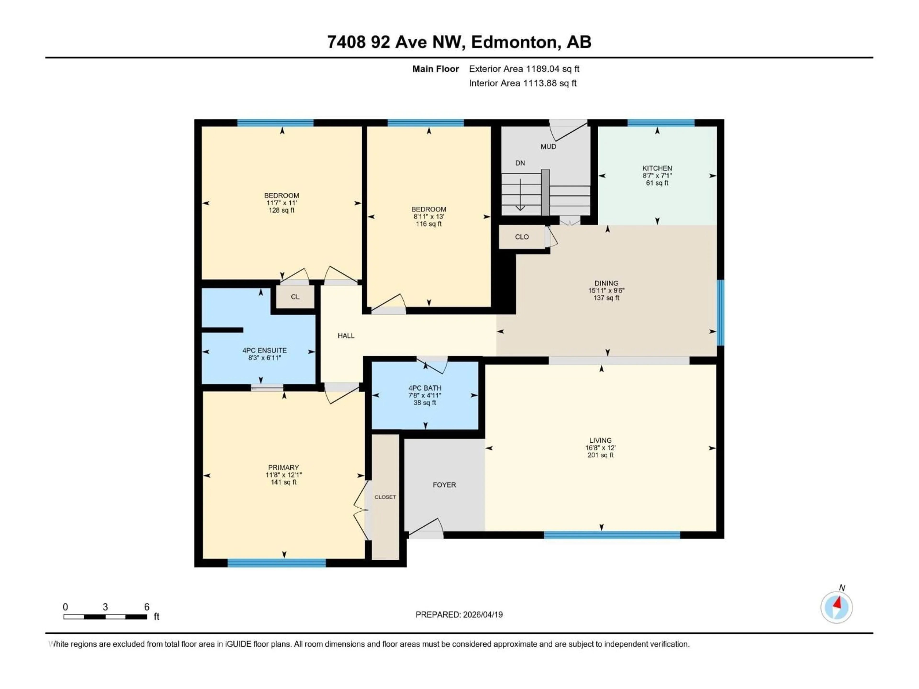 Floor plan for 7408 92 AV, Edmonton Alberta T6B0S7