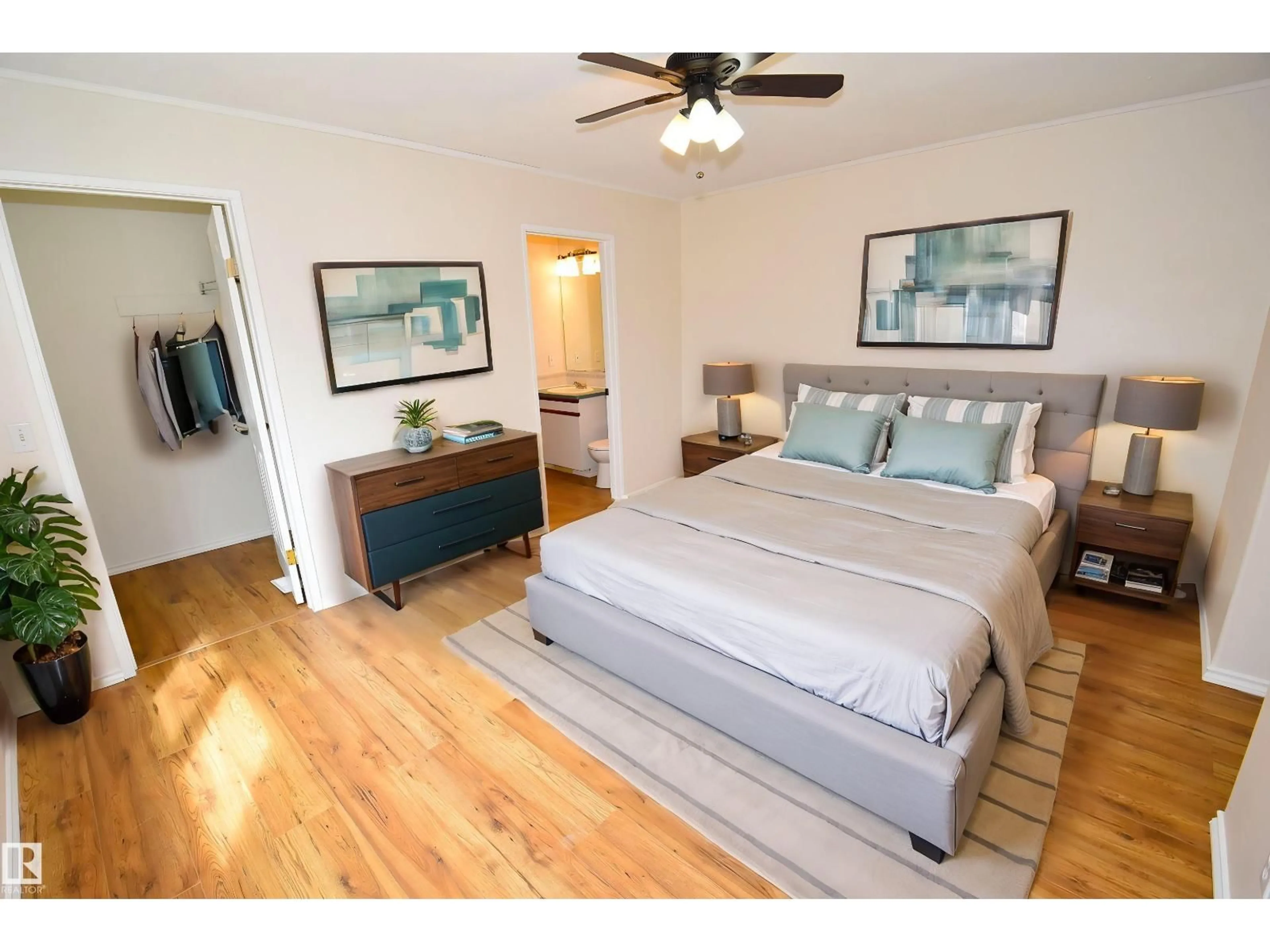 Bedroom with bed, wood/laminate floor for 70 - 5429 TWP ROAD 494, Rural Brazeau County Alberta T0C1W0