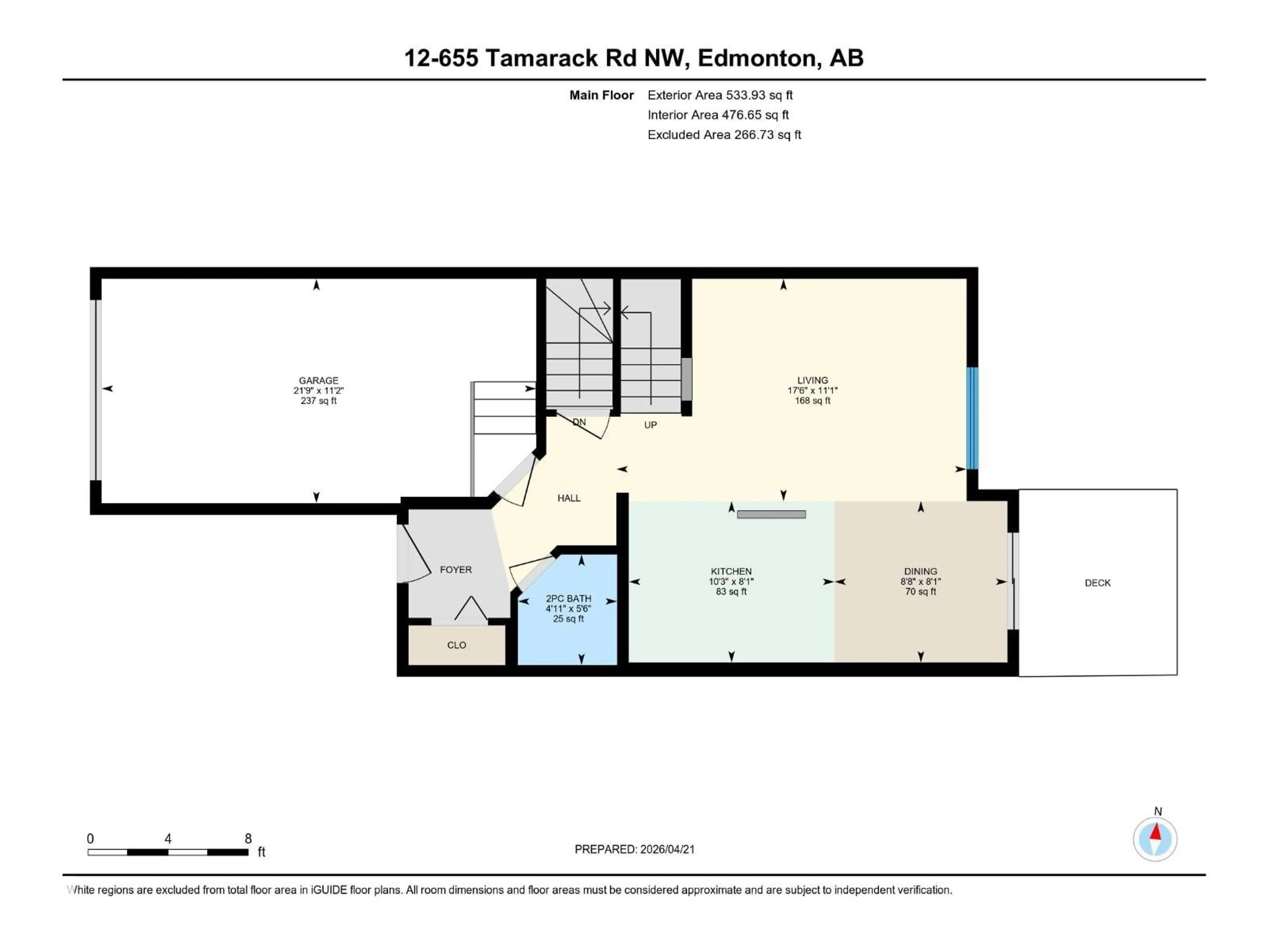 Floor plan for #12 - 655 TAMARACK RD, Edmonton Alberta T6T0N4