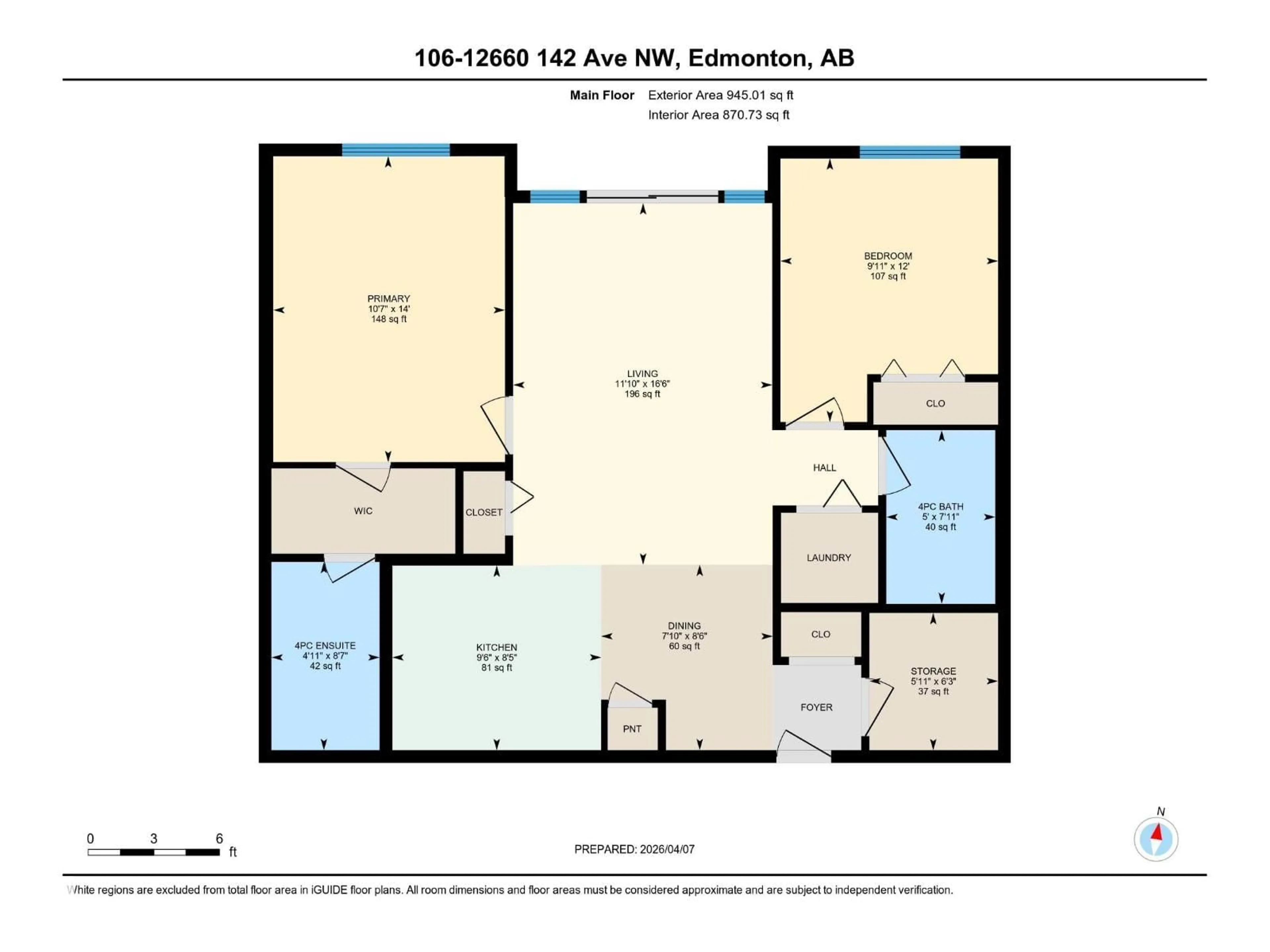 Floor plan for #106 - 12660 142 AVENUE AV, Edmonton Alberta T5X0J5