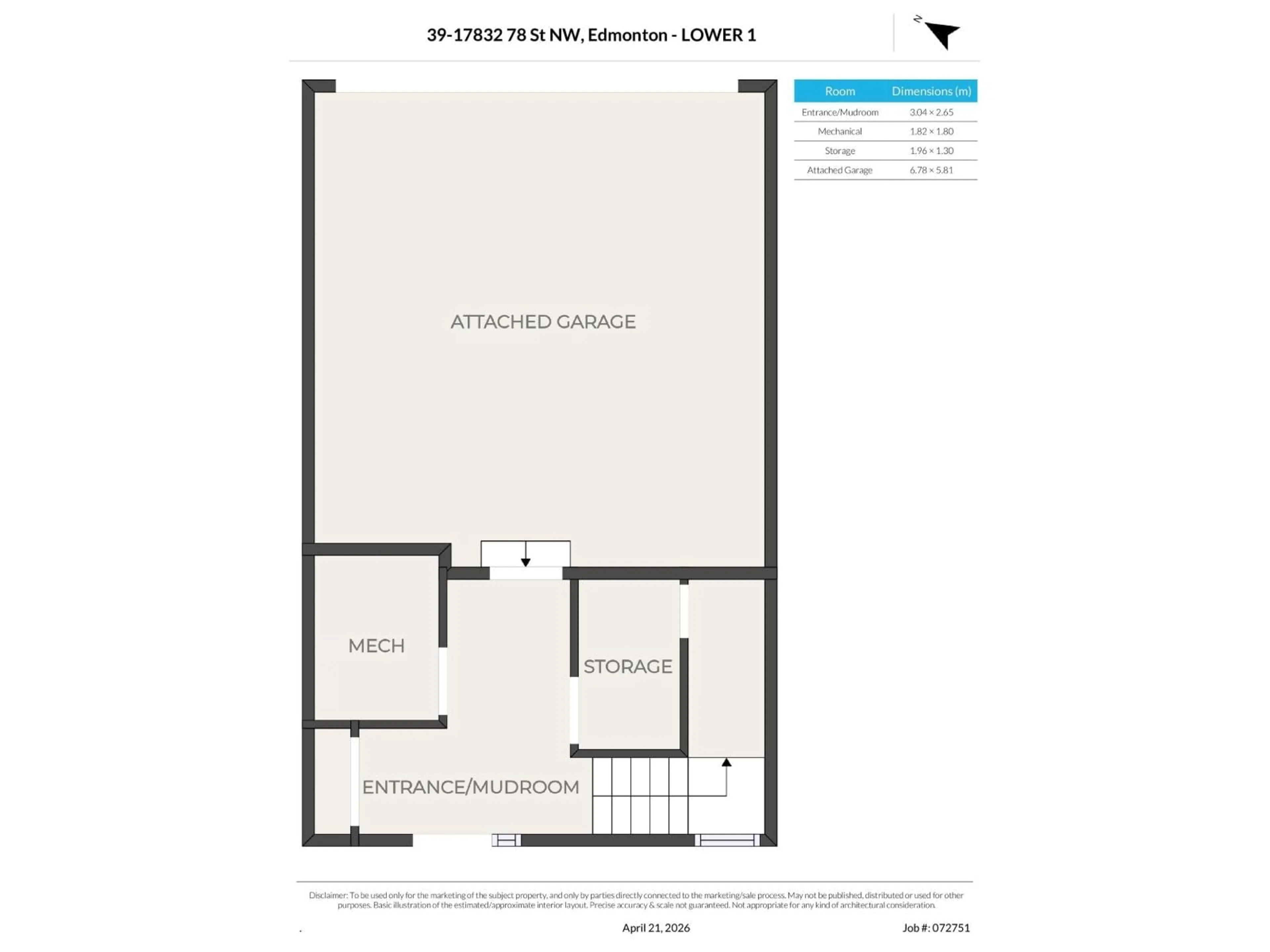 Floor plan for 39 - 17832 78 ST, Edmonton Alberta T5Z0P7