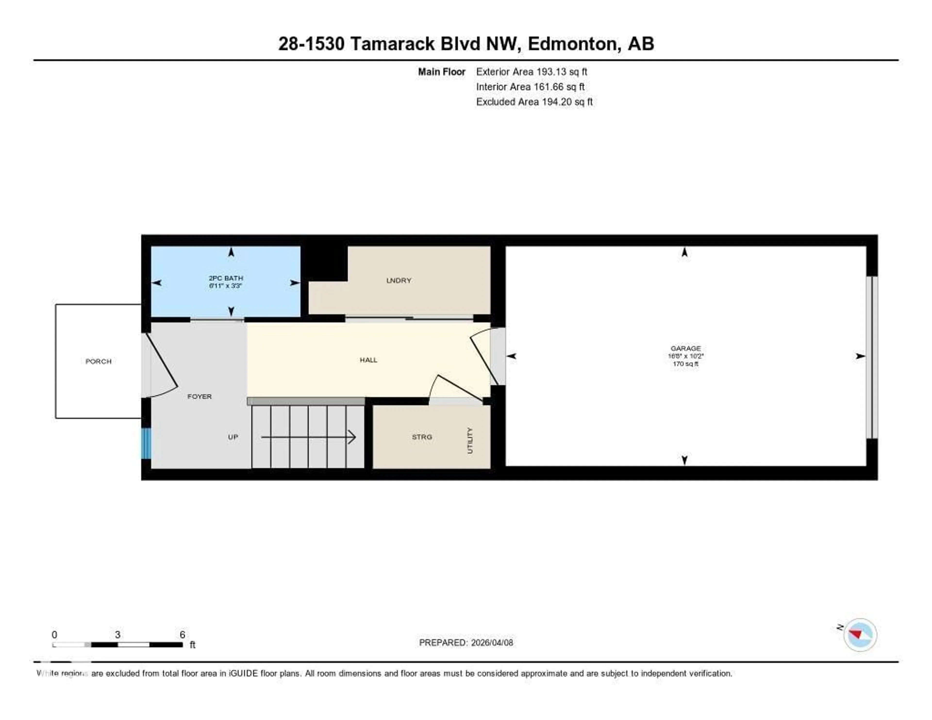 Floor plan for 1530 - 28 TAMARACK BV, Edmonton Alberta T6T2E6