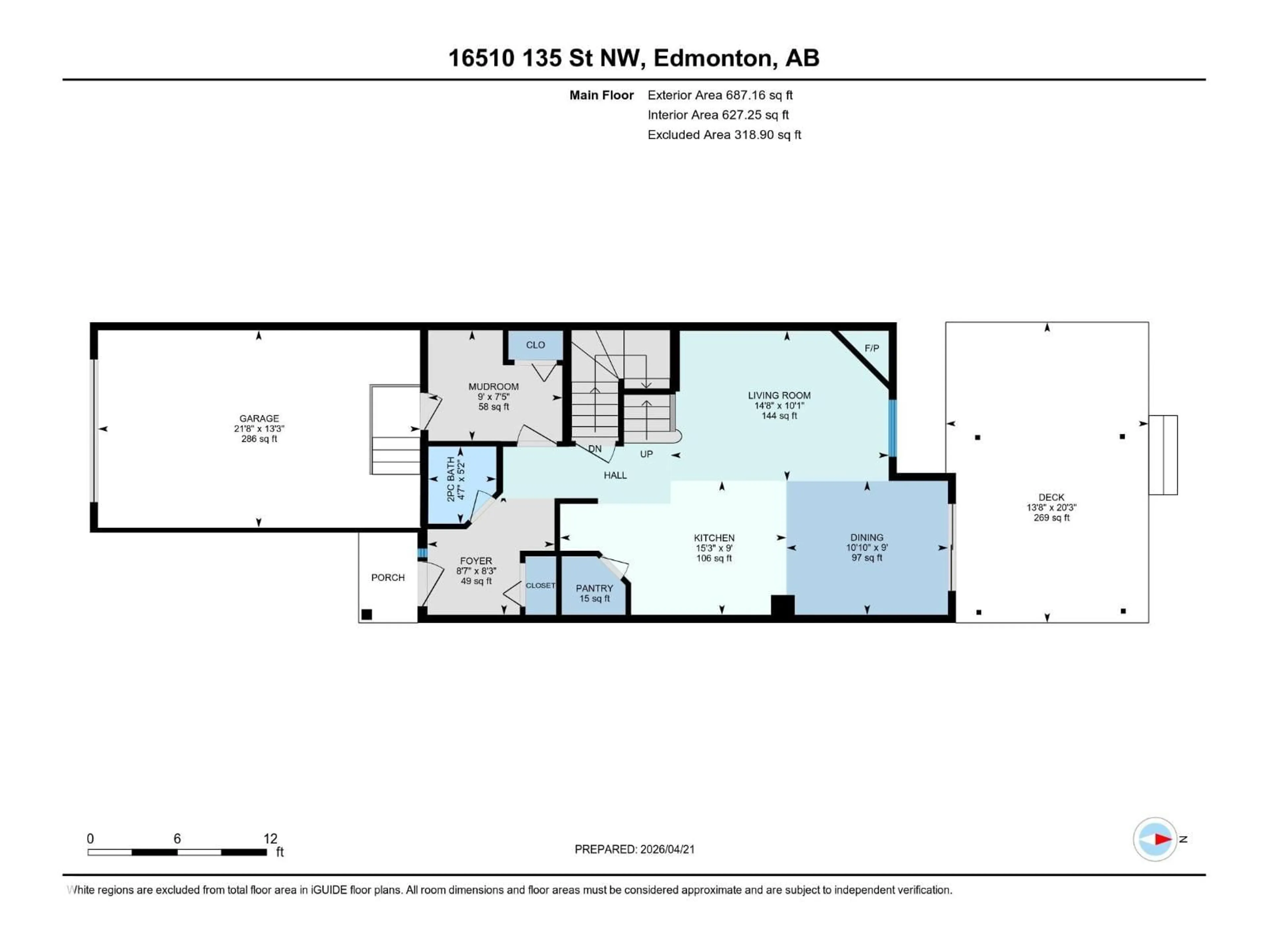 Floor plan for NW - 16510 135 ST, Edmonton Alberta T6V0G7