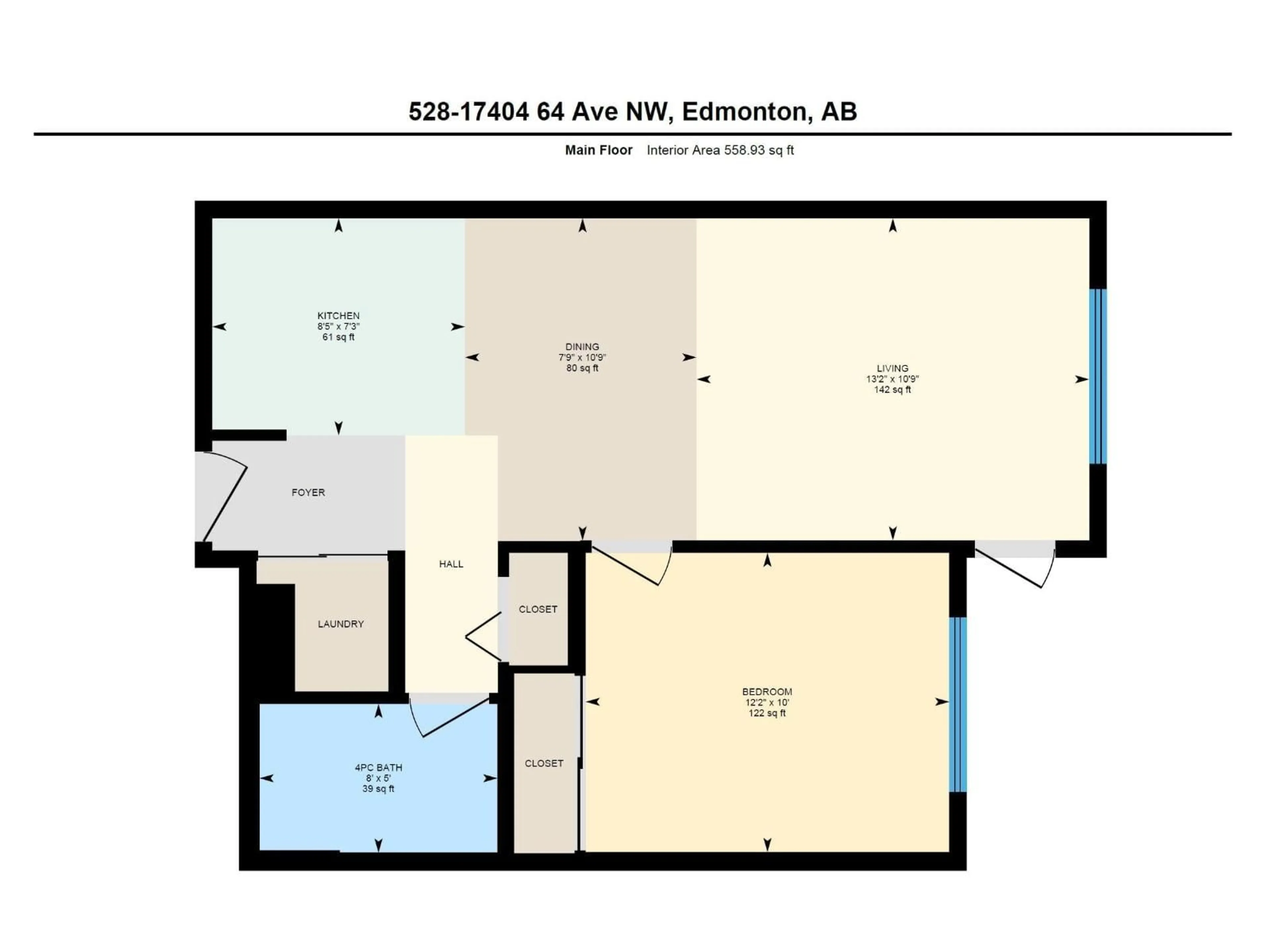 Floor plan for 528 17404 64 AV NW, Edmonton Alberta T5T6X4