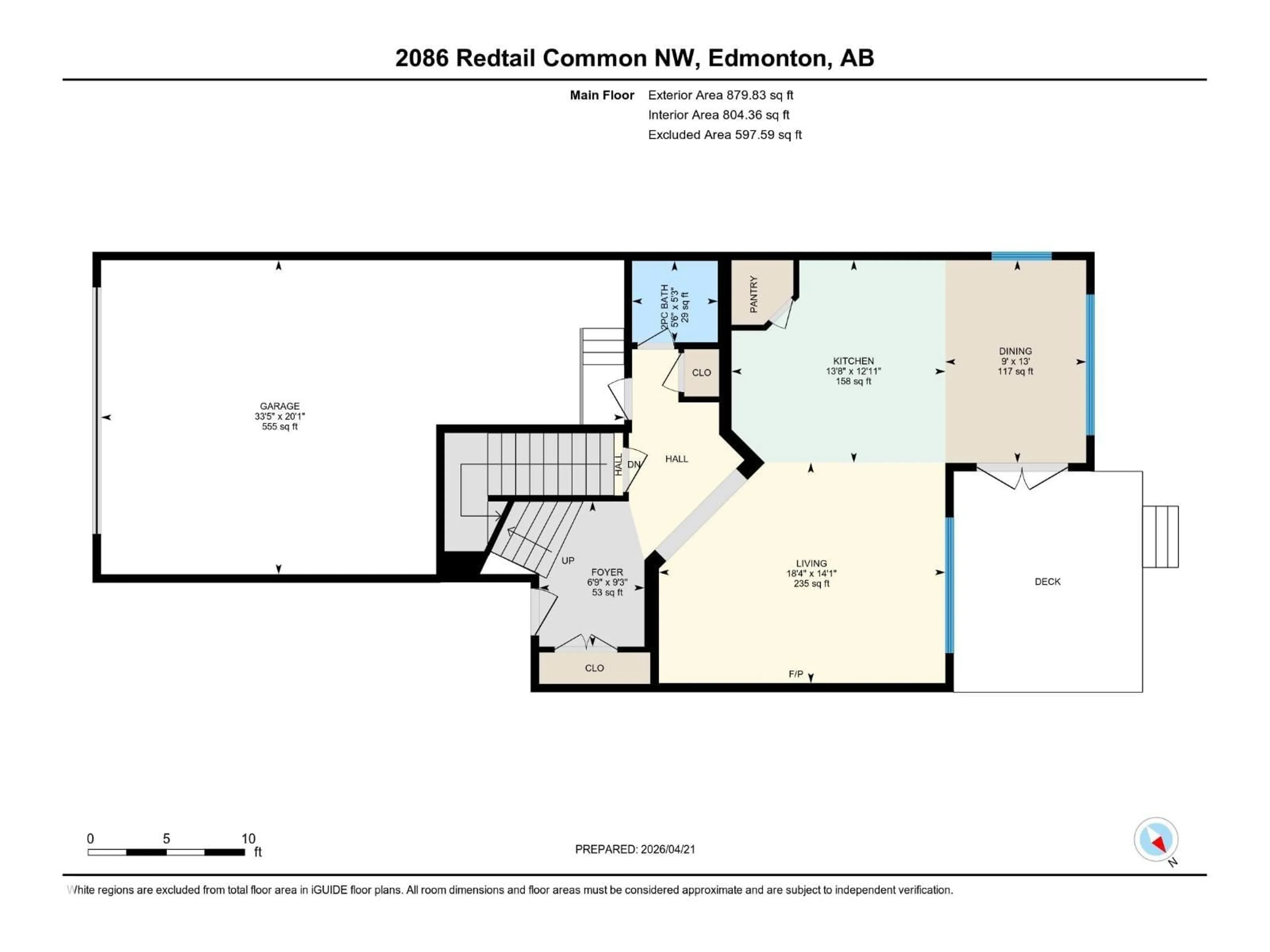 Floor plan for NW - 2086 REDTAIL CM, Edmonton Alberta T5S0H4