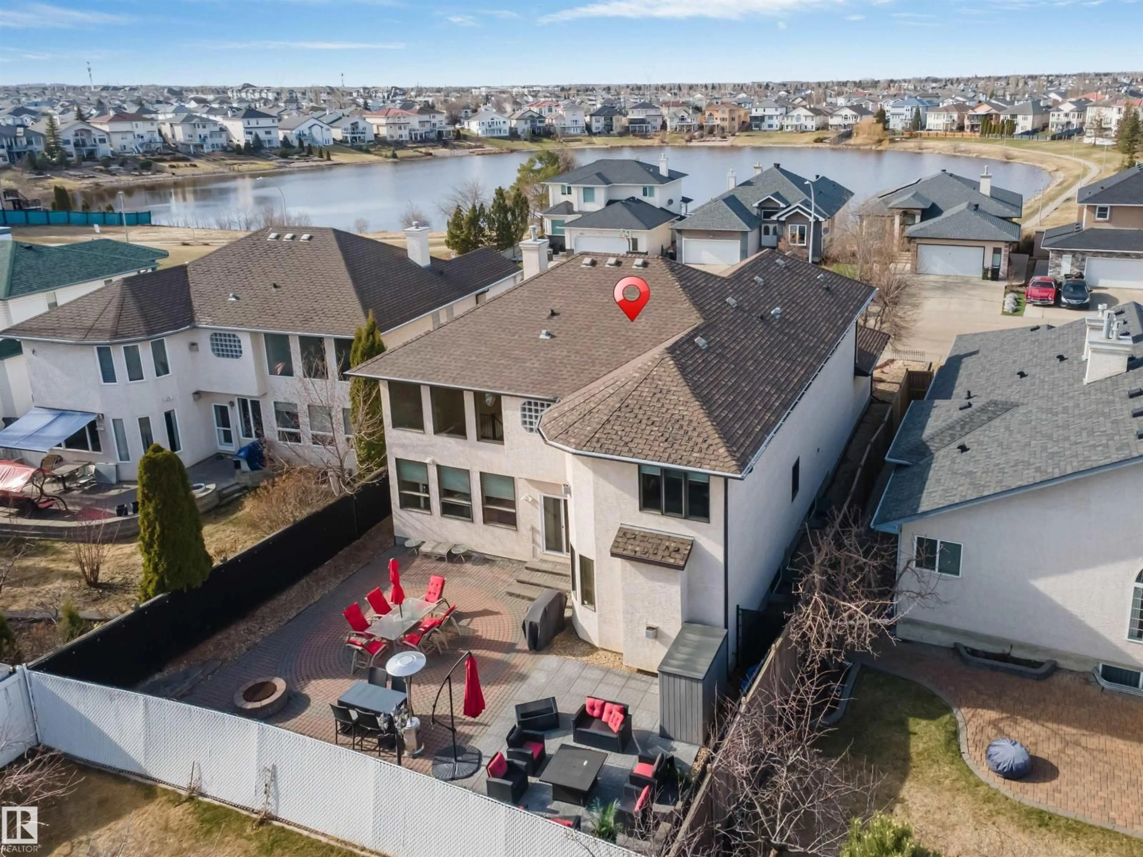 A pic from outside/outdoor area/front of a property/back of a property/a pic from drone, water/lake/river/ocean view for 8715 160A AV, Edmonton Alberta T5Z3K4