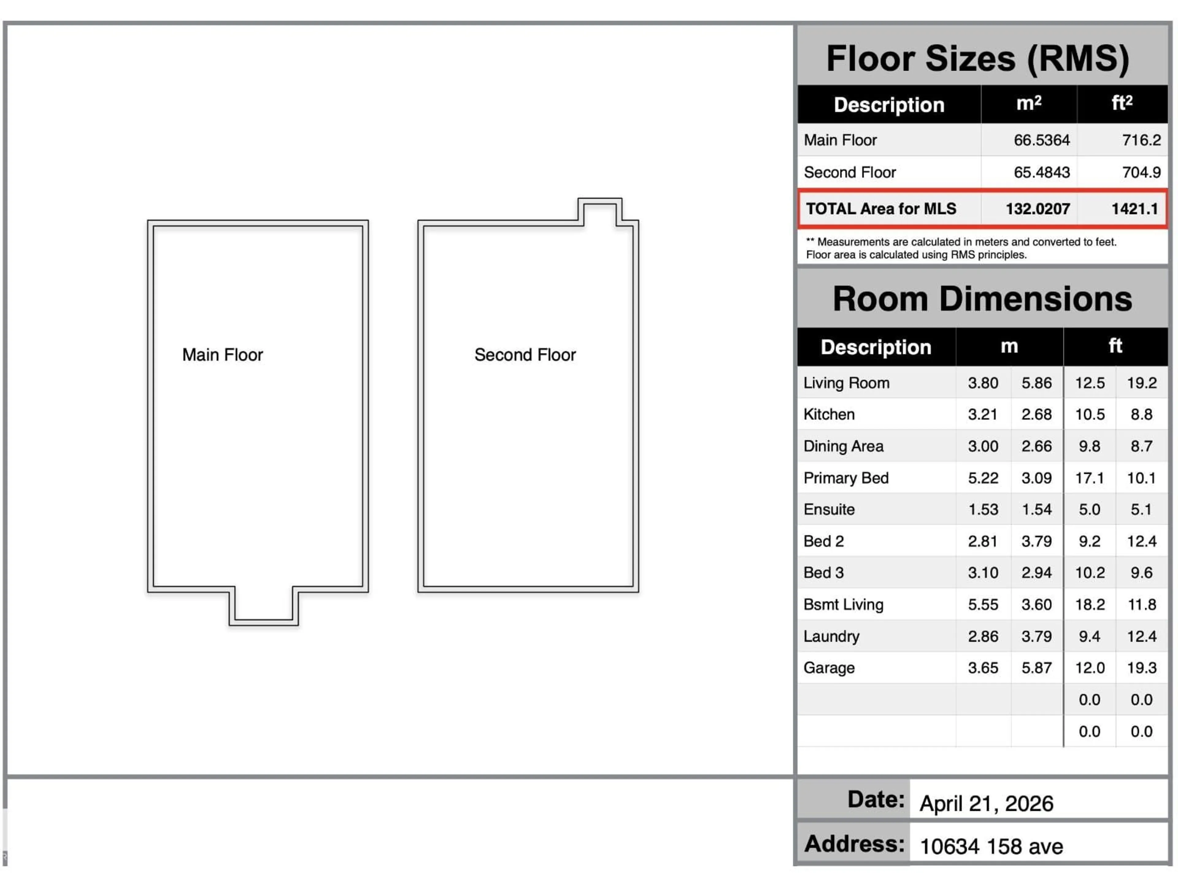 Floor plan for 10634 158 AV, Edmonton Alberta T5X4H5