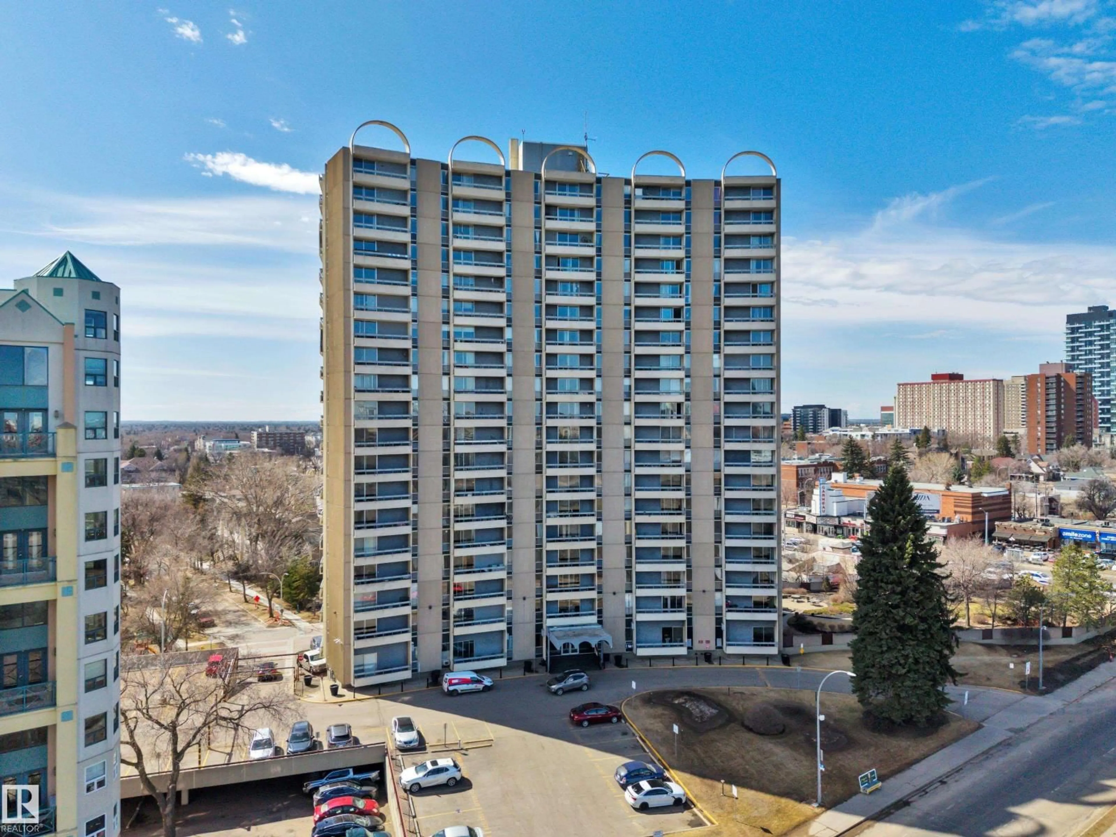 A pic from outside/outdoor area/front of a property/back of a property/a pic from drone, city buildings view from balcony for #210 - 10883 SASKATCHEWAN DR, Edmonton Alberta T6E4S6