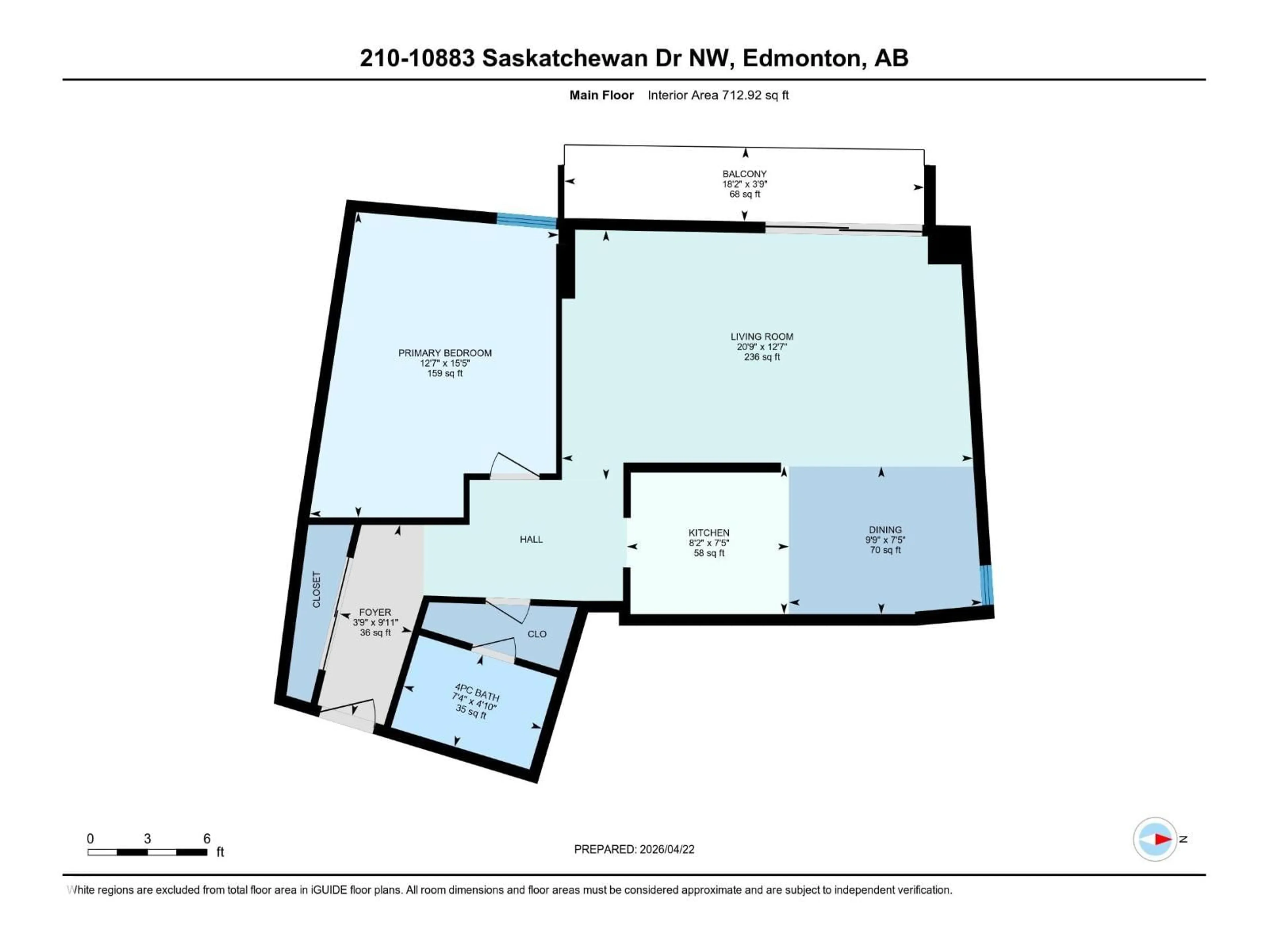 Floor plan for #210 - 10883 SASKATCHEWAN DR, Edmonton Alberta T6E4S6