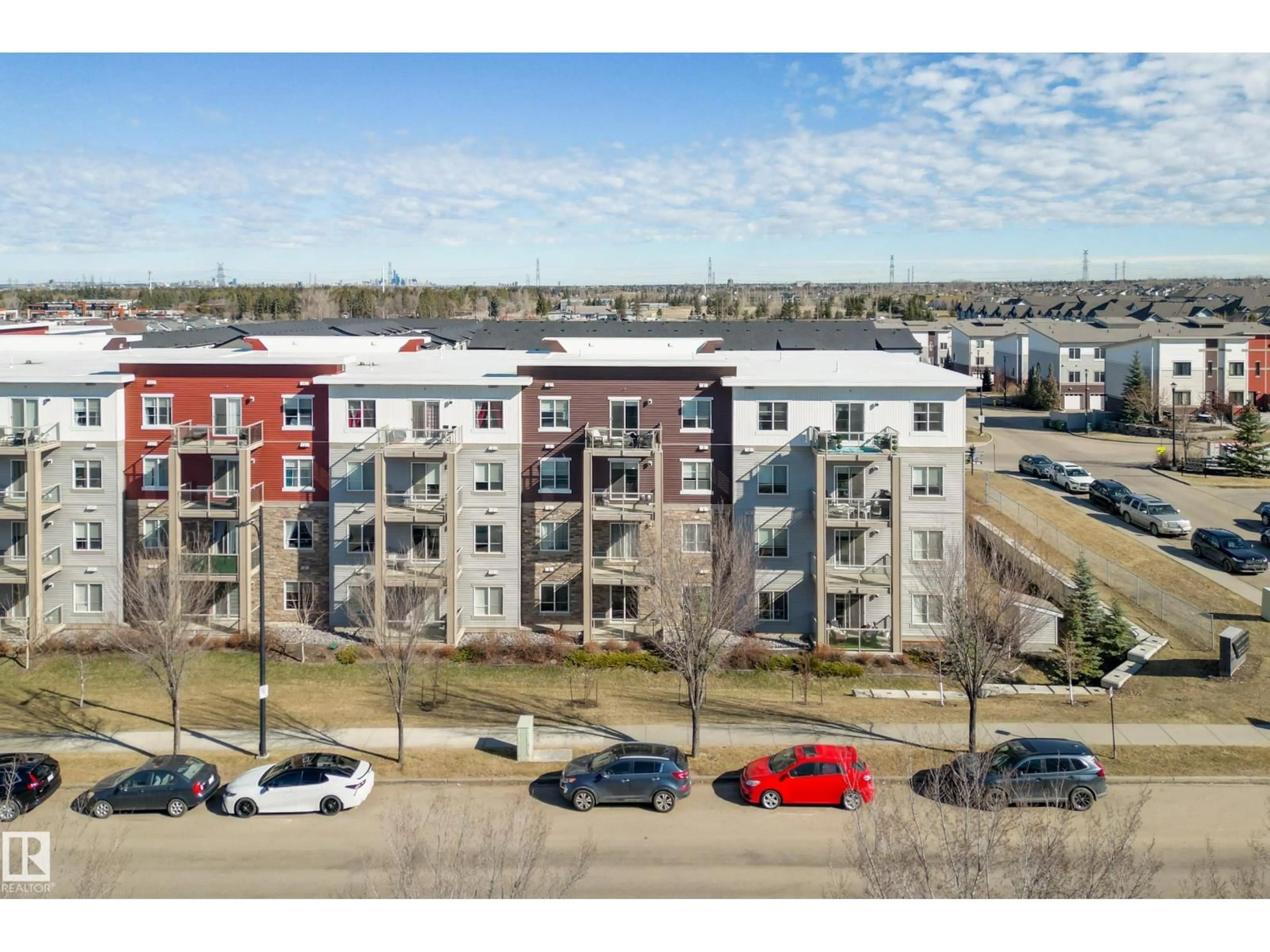 A pic from outside/outdoor area/front of a property/back of a property/a pic from drone, city buildings view from balcony for 812 - 127 WELSH DR, Edmonton Alberta T6X1Y7