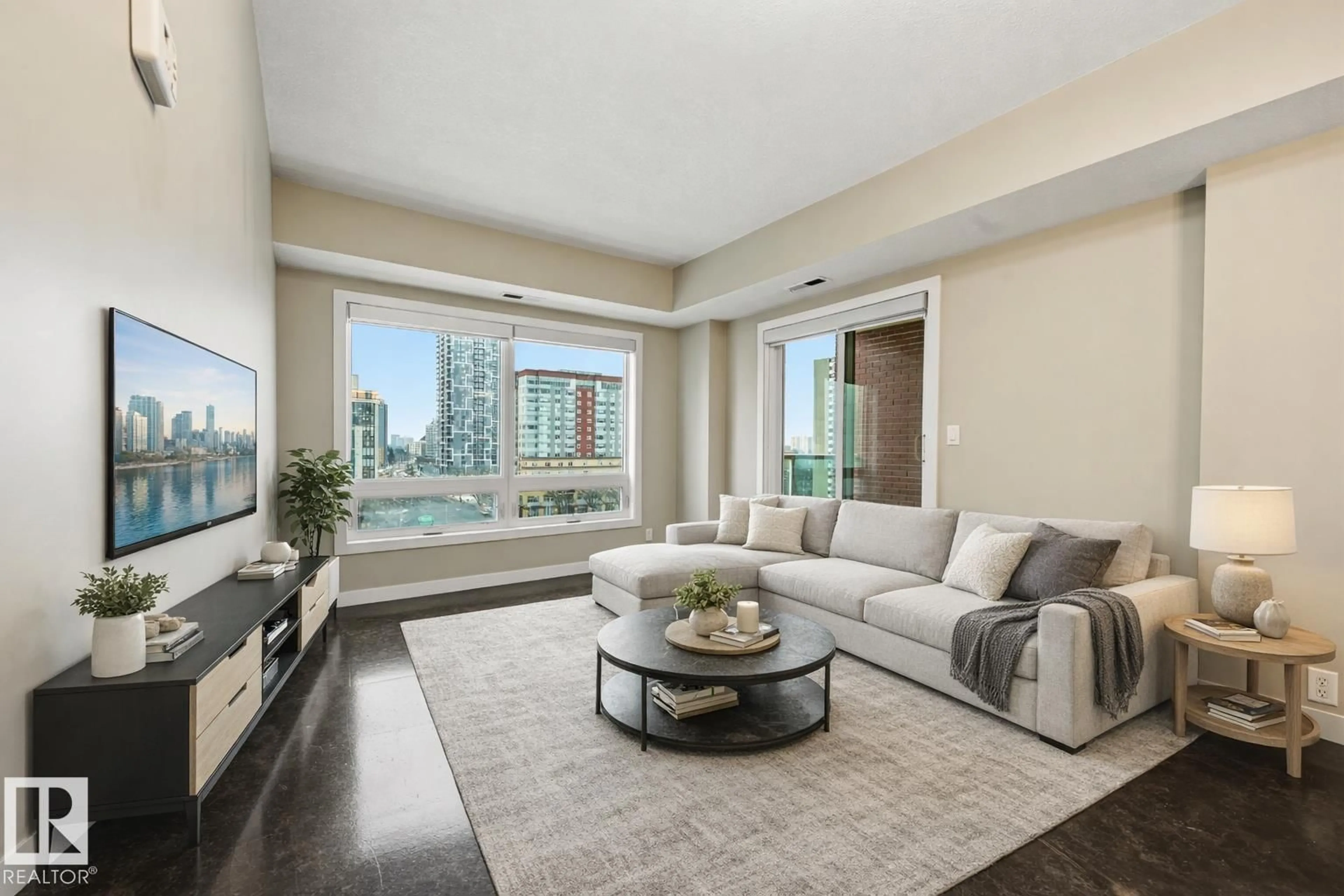 Living room with furniture, unknown for #805 - 10055 118 ST, Edmonton Alberta T5K0C1