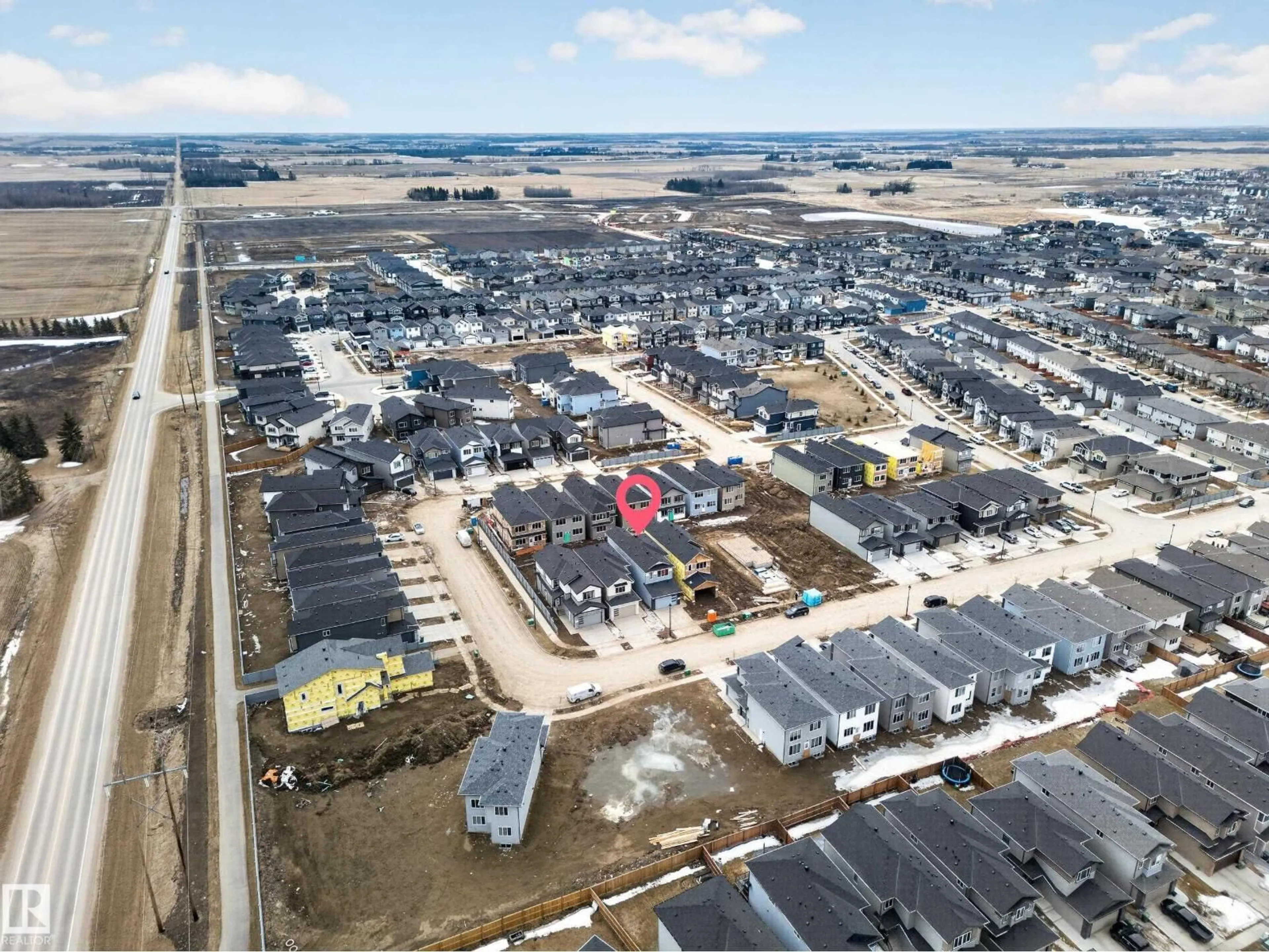 A pic from outside/outdoor area/front of a property/back of a property/a pic from drone, street for 3507 45 AV, Beaumont Alberta T4X3G9