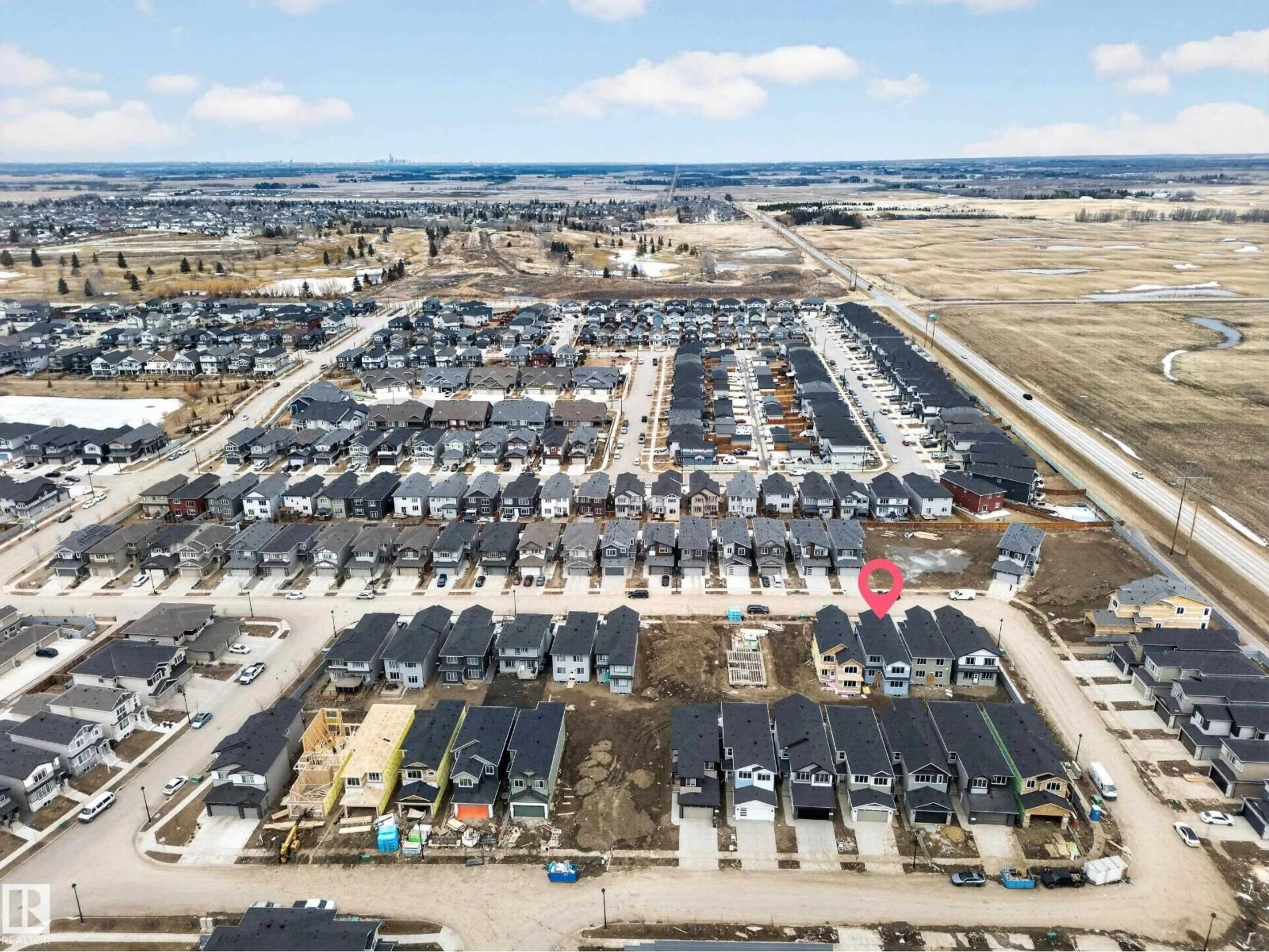 A pic from outside/outdoor area/front of a property/back of a property/a pic from drone, street for 3507 45 AV, Beaumont Alberta T4X3G9