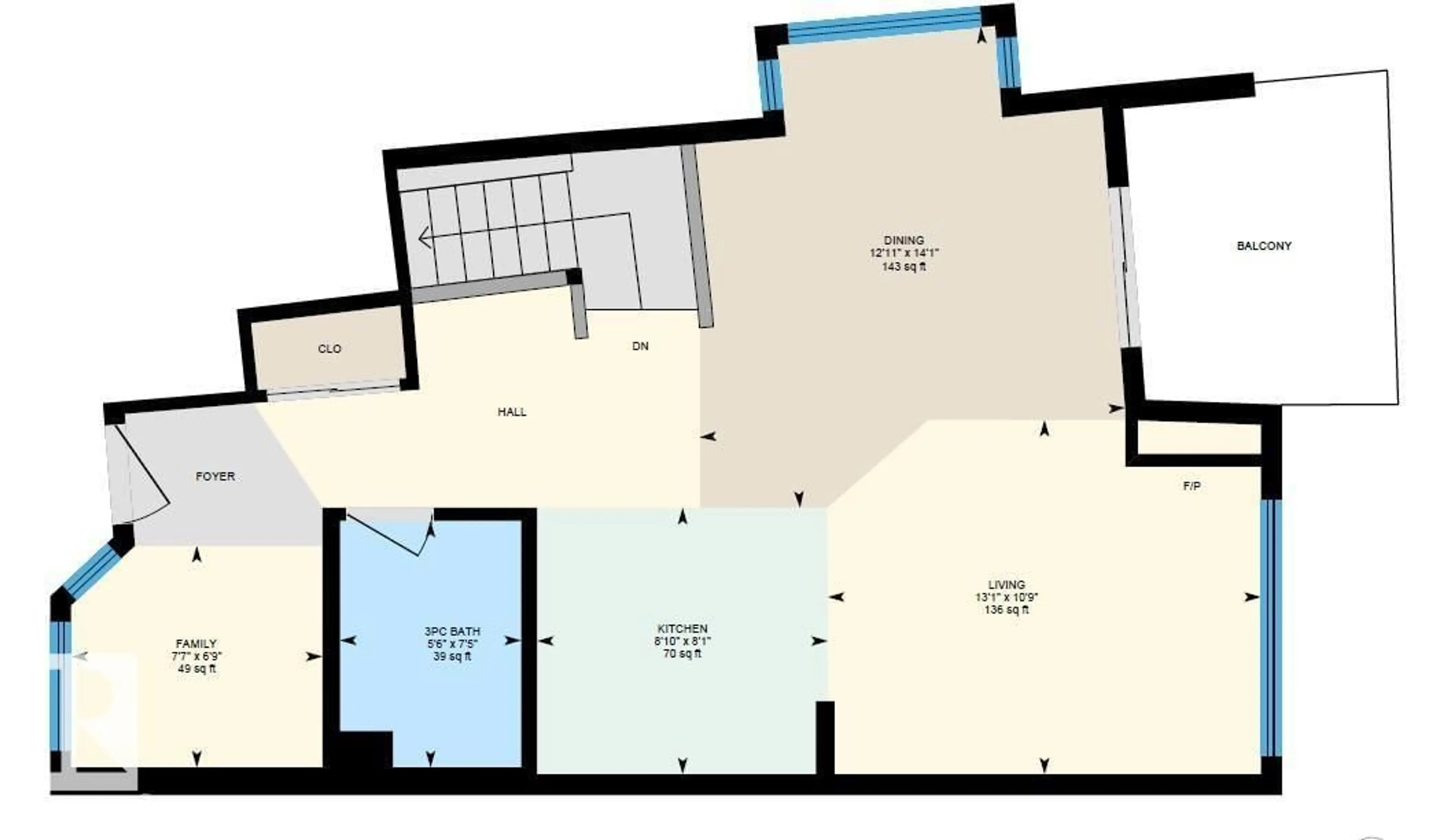 Floor plan for 115 10105 95 ST NW, Edmonton Alberta T5H4M4
