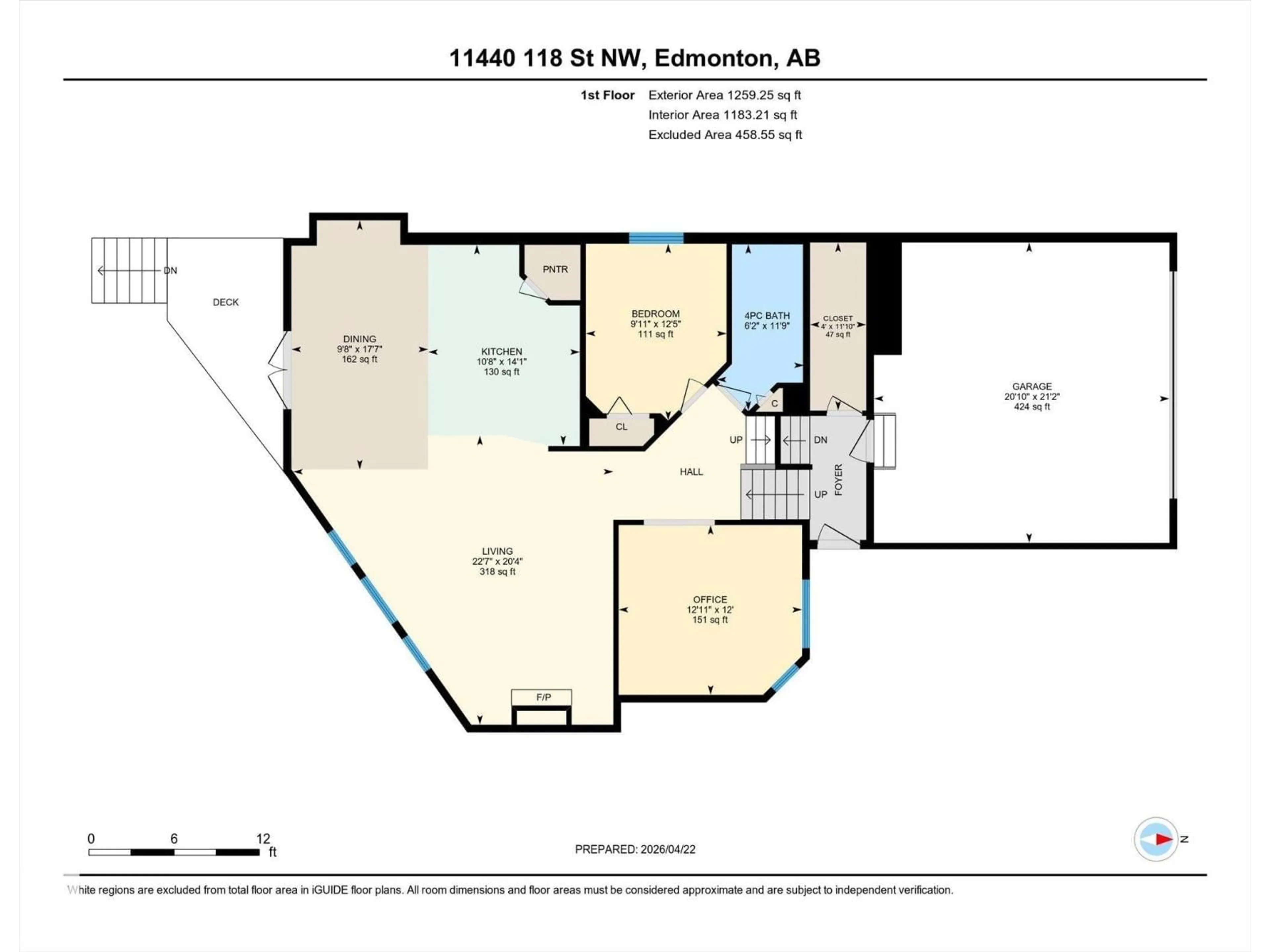 Floor plan for 11440 118 ST NW, Edmonton Alberta T5G3J3