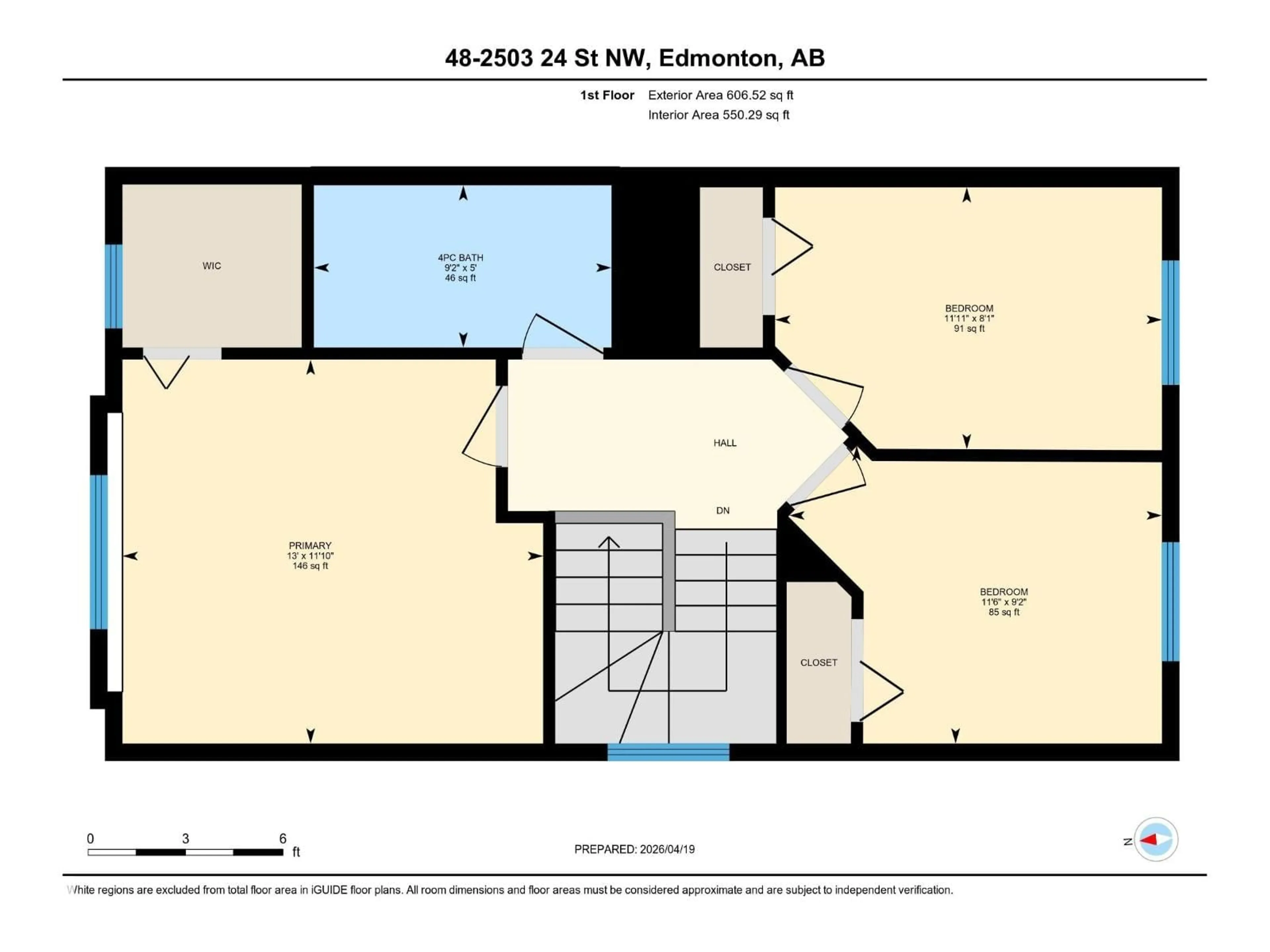 Floor plan for 48 - 2503 24 ST NW, Edmonton Alberta T6T0B5